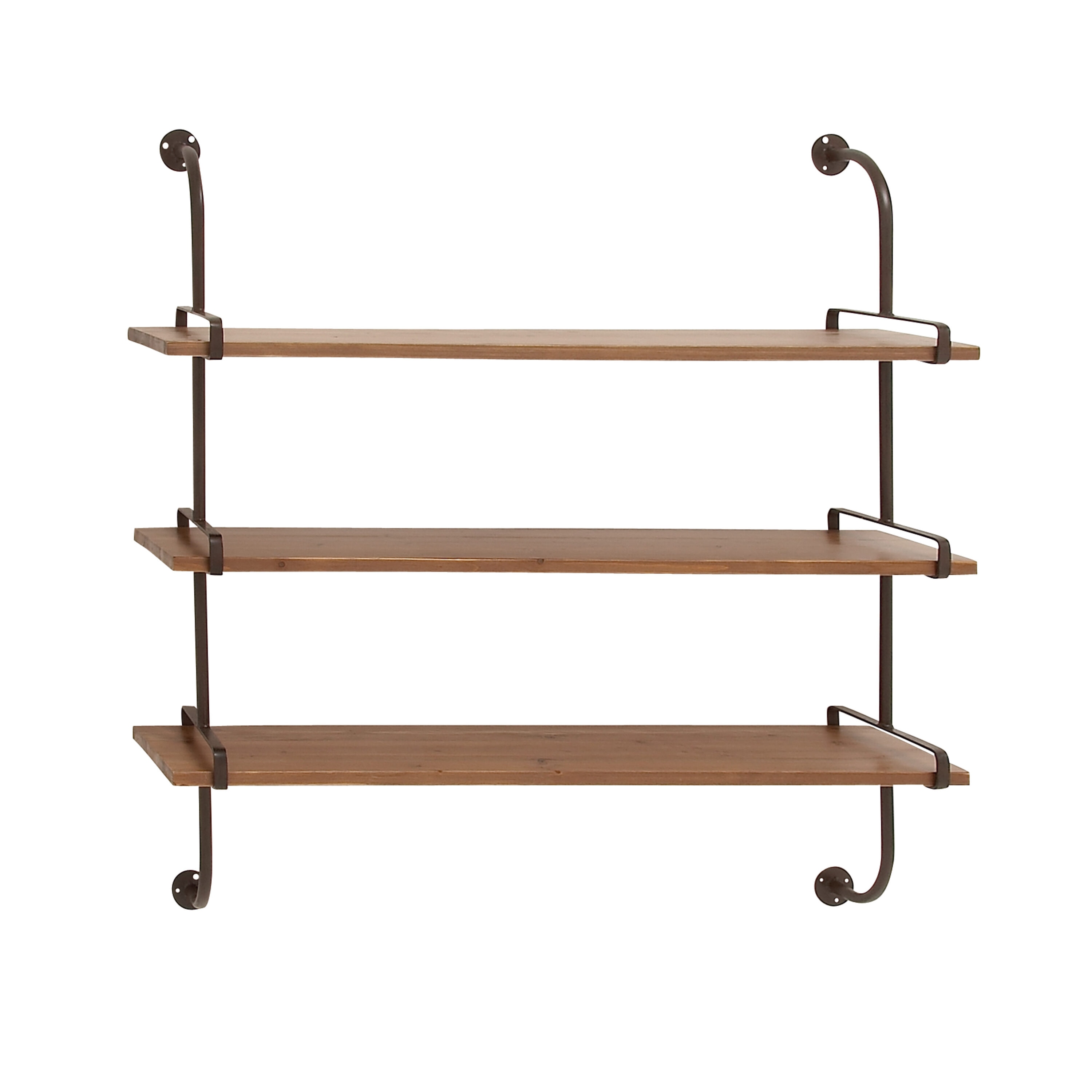 Grayson Lane Rust Brown with Dark Gray Wood Shelves Wood Floating Shelf  38-in L x 10-in D (3 Decorative Shelves) in the Wall Mounted Shelving  department at