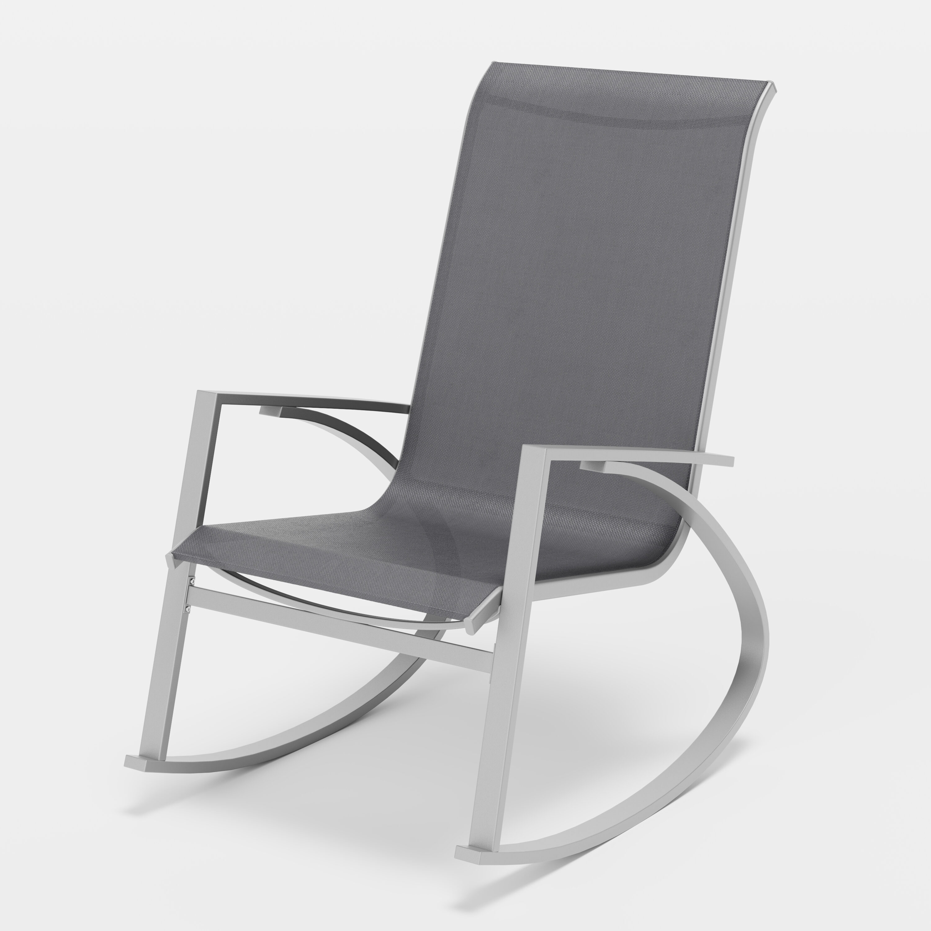 Octans SL2C00057 Seraphina Gray Steel Frame Rocking Chair with Gray Sling Seat