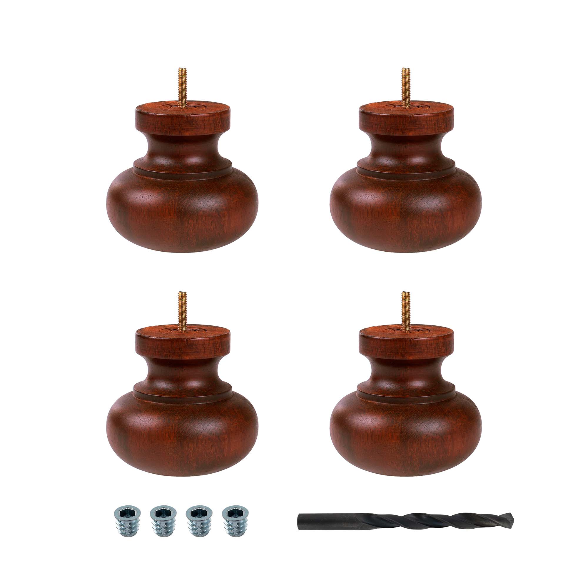 Espresso Solid Hardwood Bun Foot Sofa Legs, Pack of 4