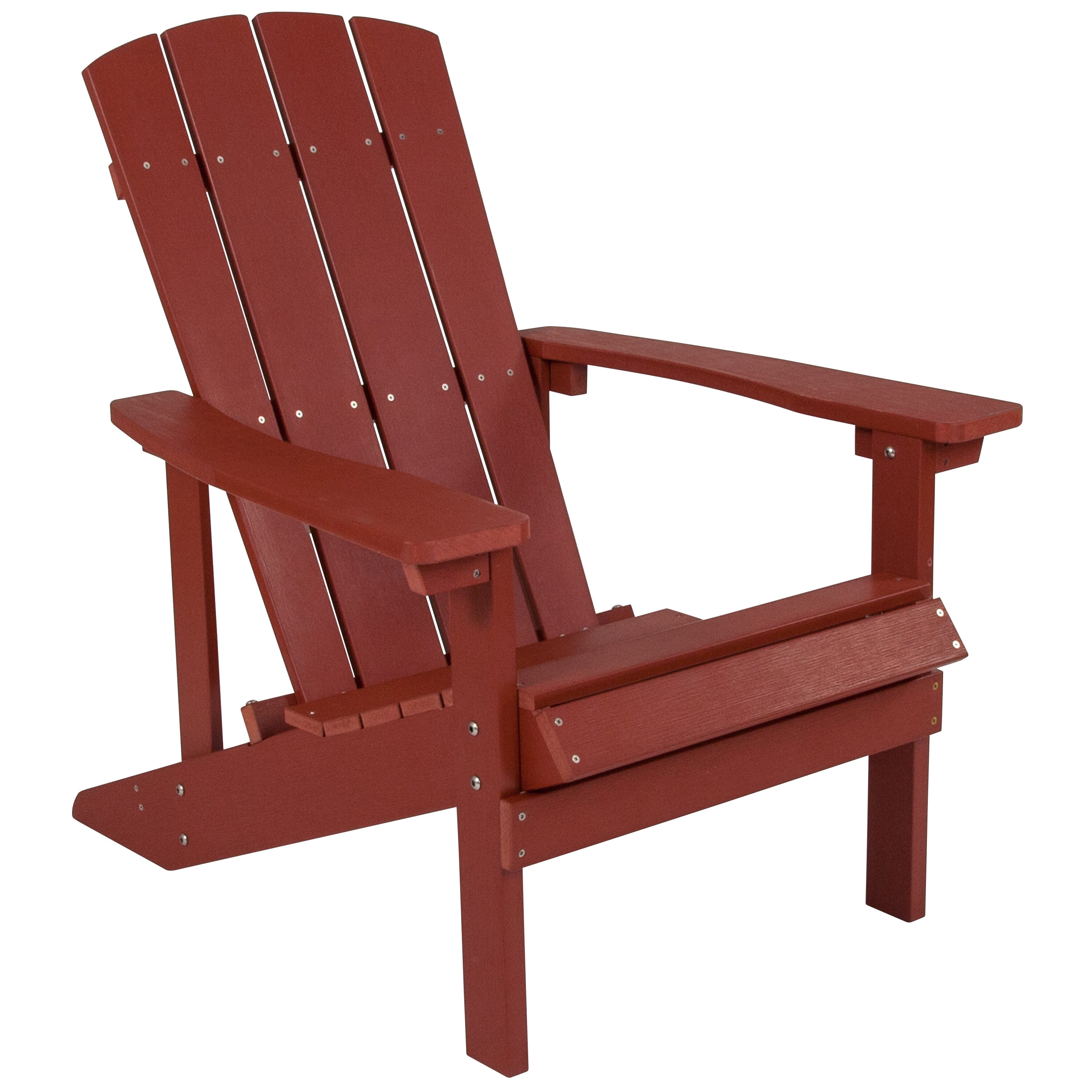 Taylor & Logan 196861089756 Charlestown Red Resin Frame Stationary Adirondack Chair with Solid Seat