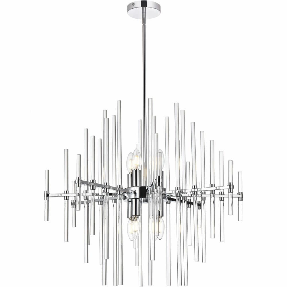 Elegant Lighting A-EL-2502D27C Sienna 8 - Light Chrome Modern Incandescent Crystal And Metal Pendant Light