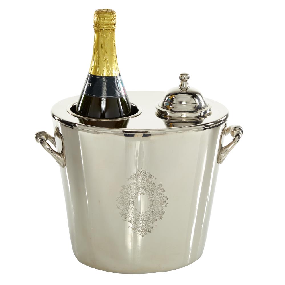 St. Louis Silver Co. Oak Champagne Ice Bucket w Applied Silver Dragons  /Rare!
