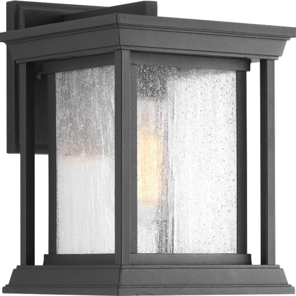 Endicott Black Craftsman Outdoor Wall Lantern with Seeded Glass