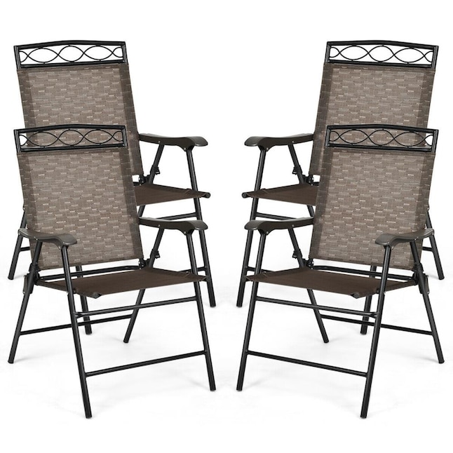 Goplus 4 Pack Black Standard Folding Chair With Solid Seat Indoor Or Outdoor In The Chairs Department At Com - Black And White Folding Patio Chairs