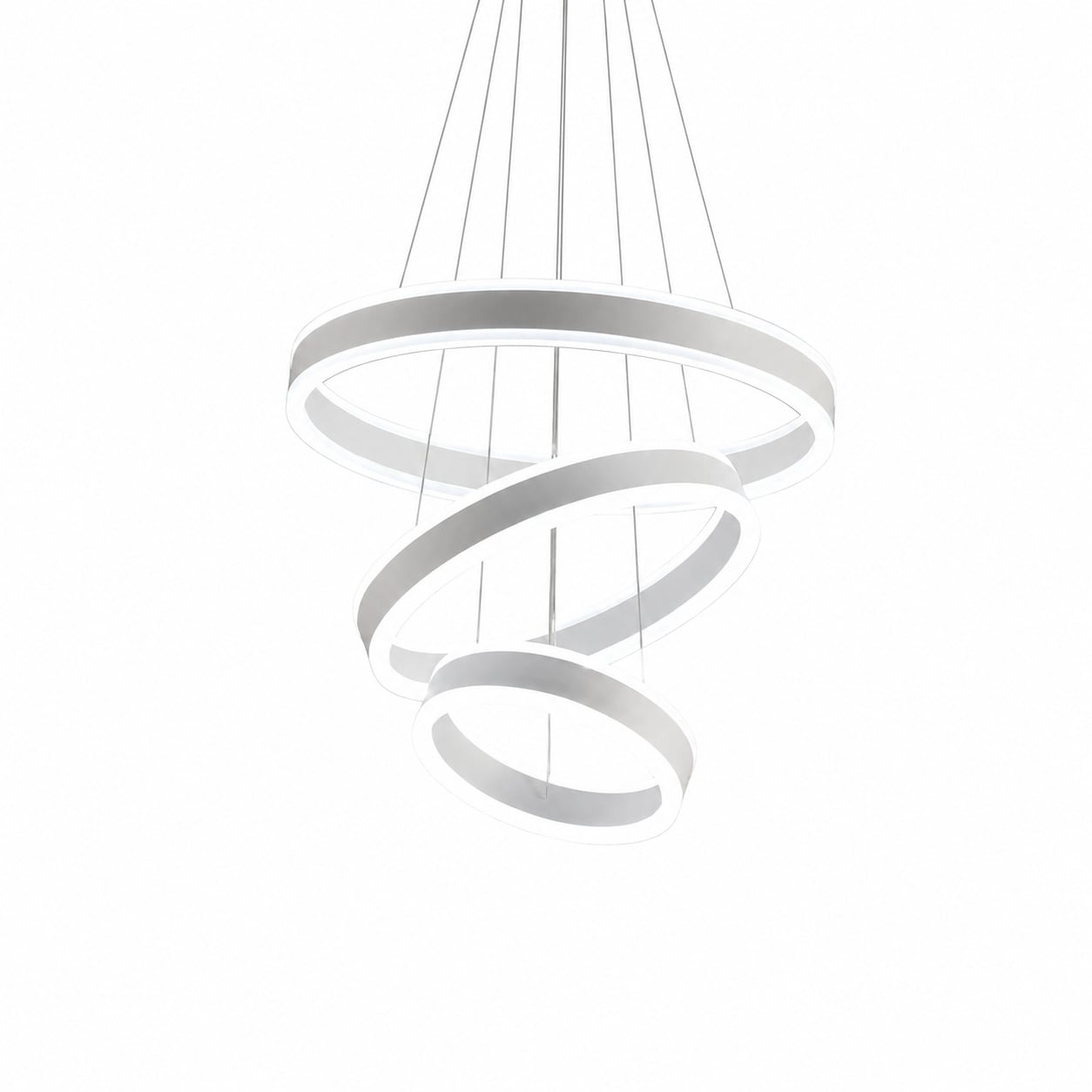 Aoibox  3 Ring LED Chandelier Adjustable Hanging White Pendant Light 88W 7480 Lumens 6000K Fixture Chandeliers