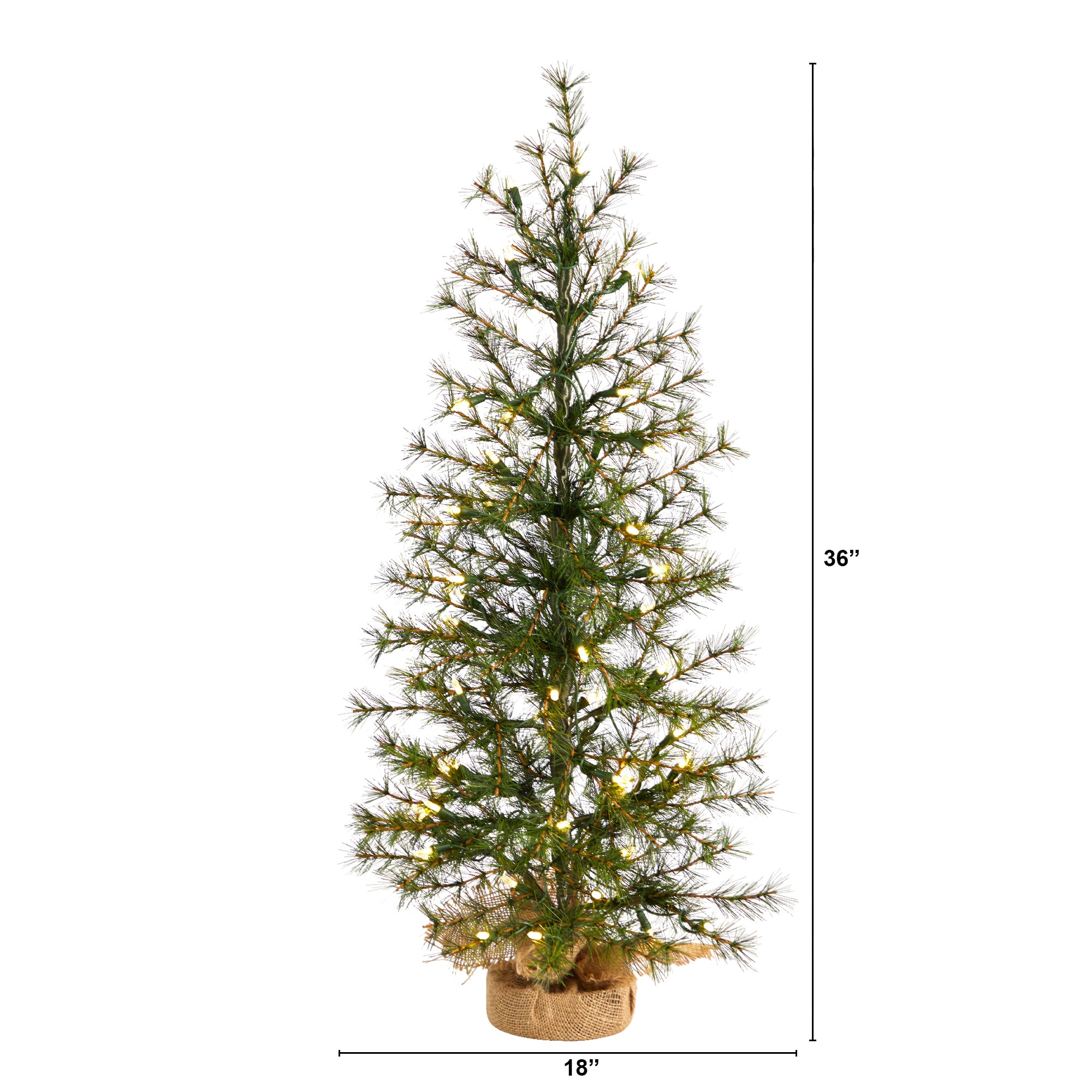 Nearly Natural 3-ft Scotch Pine Pre-lit Artificial Christmas Tree with ...