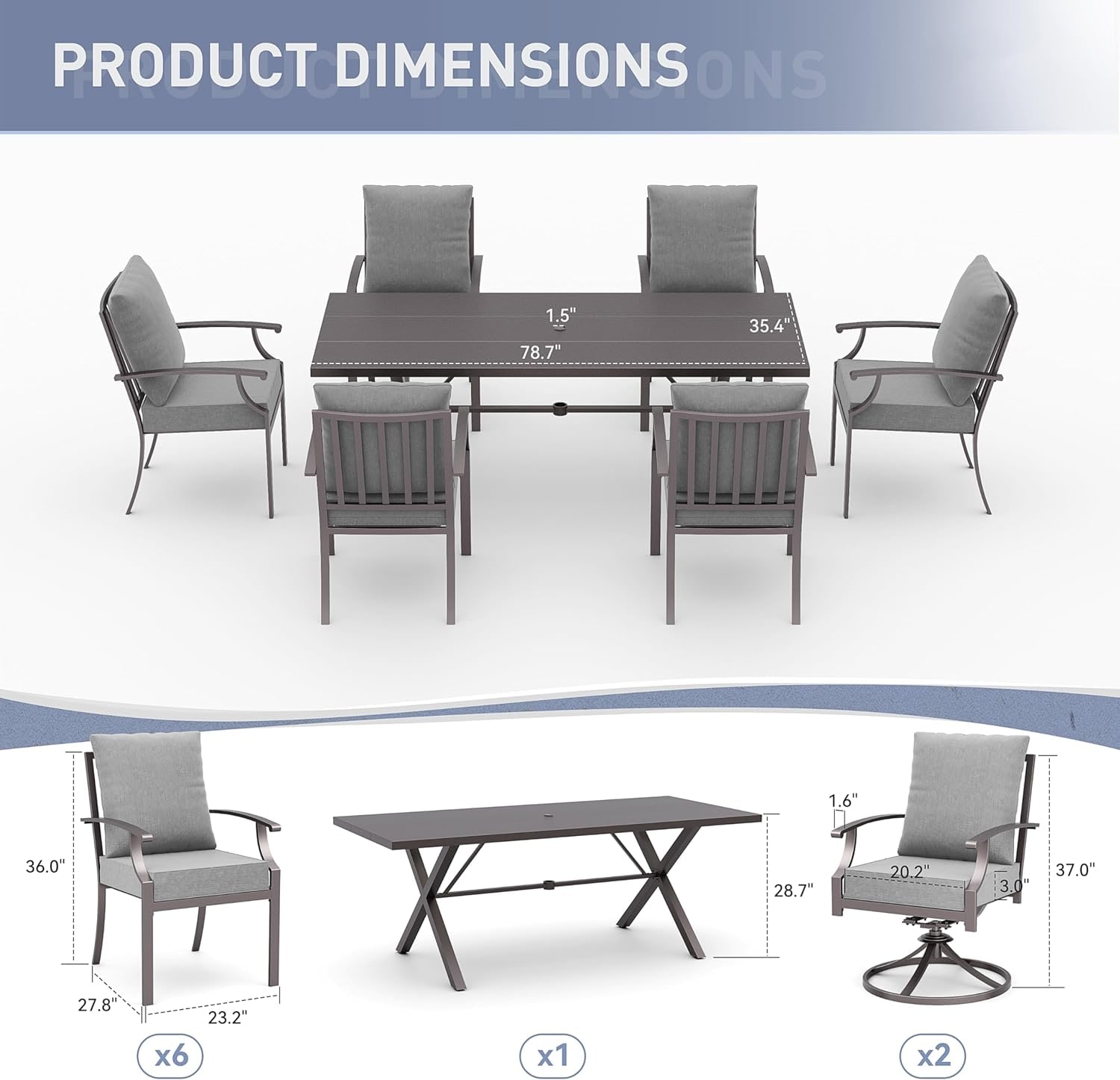 ALAULM LS-6DM-GREY Patio-Dining-Sets - View #2