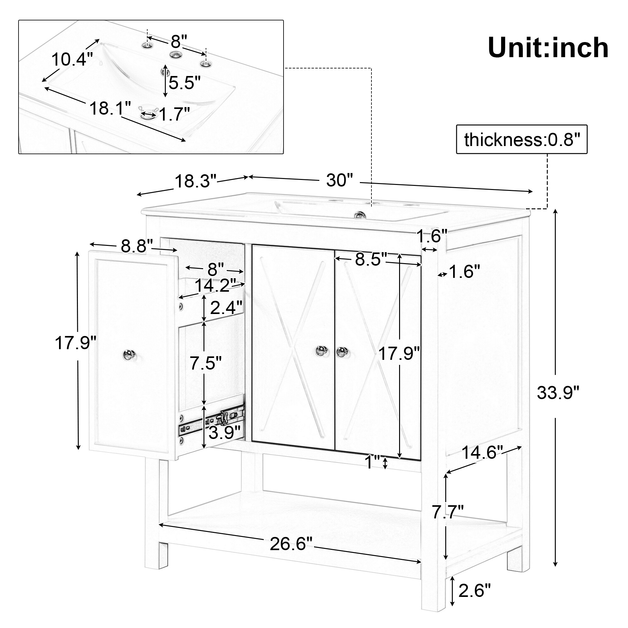 WELLFOR NIE-N7VT02G Bath-Vanity-Combo - View #3