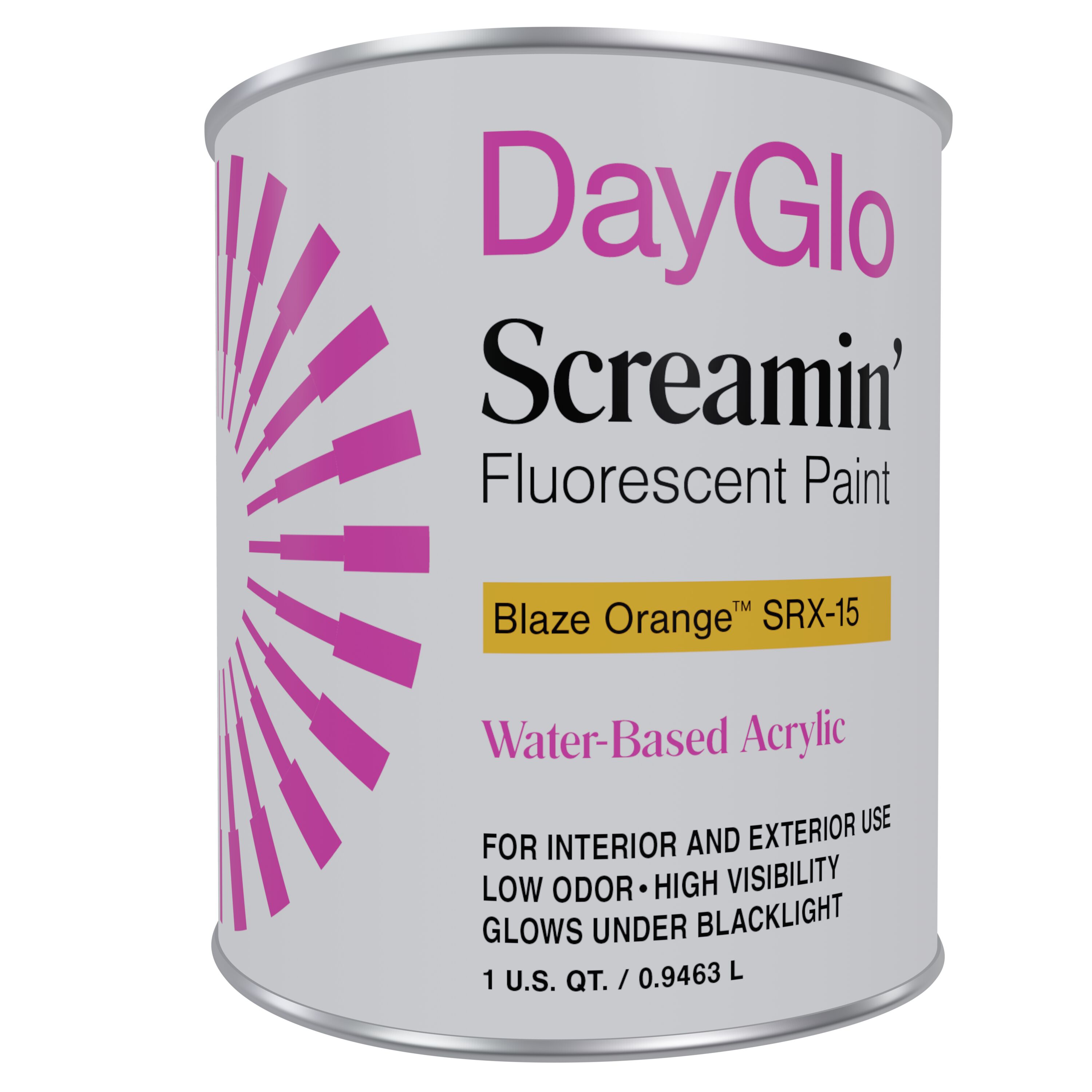 DayGlo SRX-15-CNQT Water-based Pre-tinted Low Odor Orange/Matte Fluorescent Paint (1-quart)