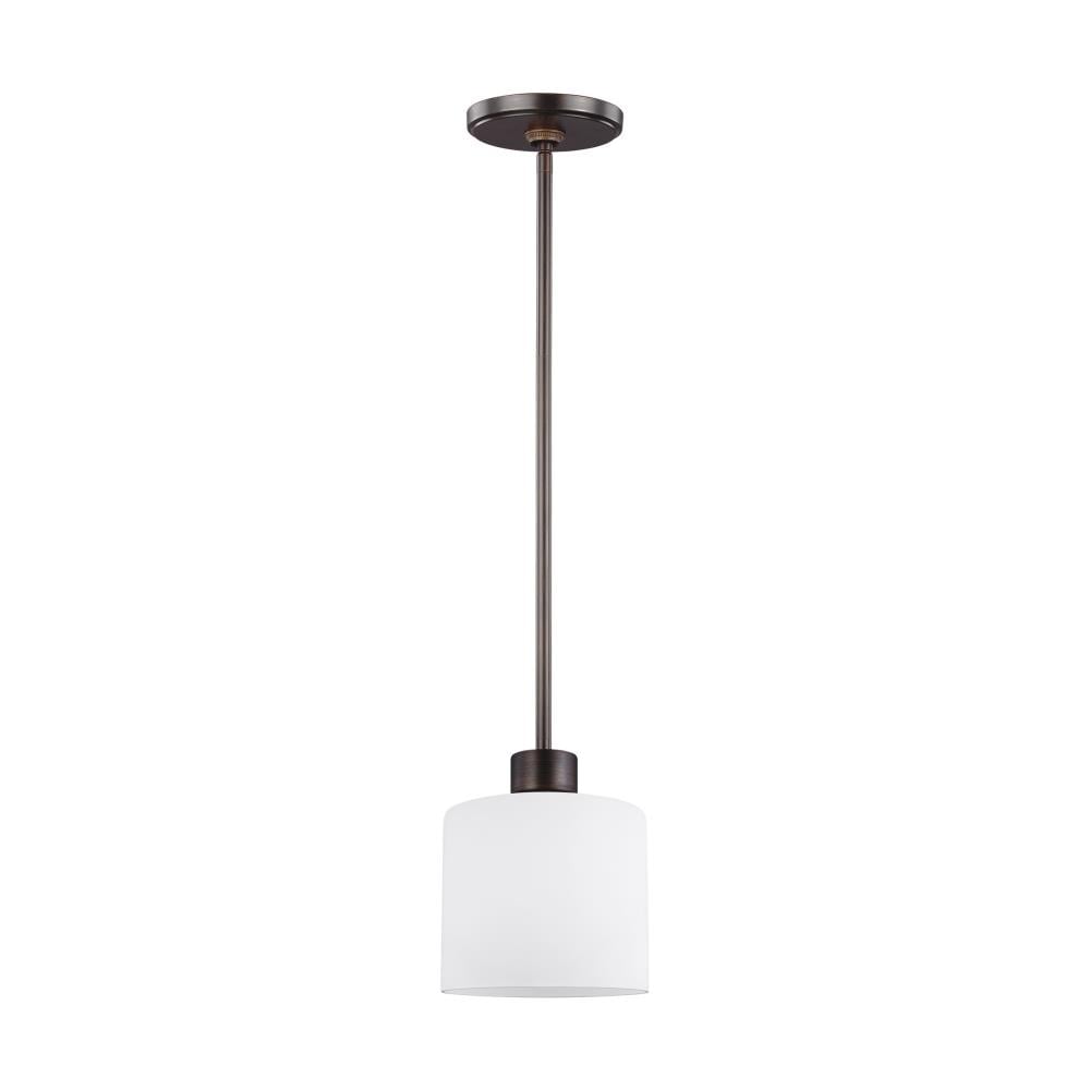 Generation Lighting 6128801-710 Canfield 1 -Light Bronze Modern/contemporary Etched glass Cylinder Mini Outdoor Hanging Pendant light