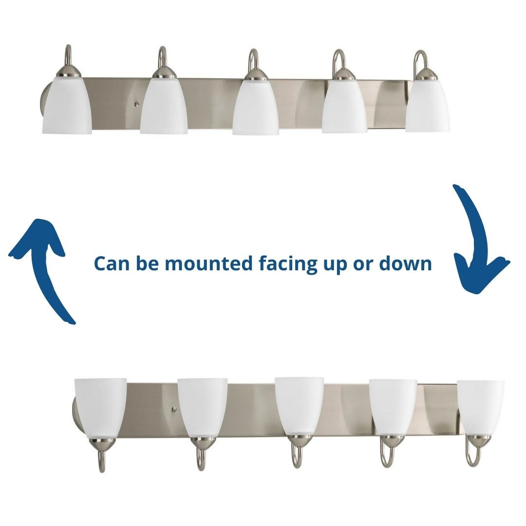 Brushed Nickel 5-Light Bath Vanity with Etched Glass Shades