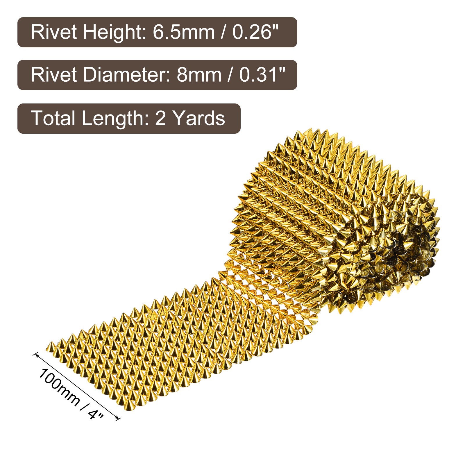Unique Bargains 2 Yards Sew Stitch on Cone Spikes Studs 12Rows Plastic ...