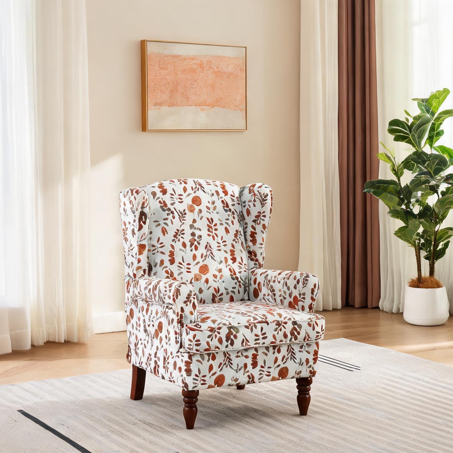 chillscreamni Brown+Yellow 27.9 x 29.5 x 37.8 in Sofa with Solid Wood Detail Cushioned Seat