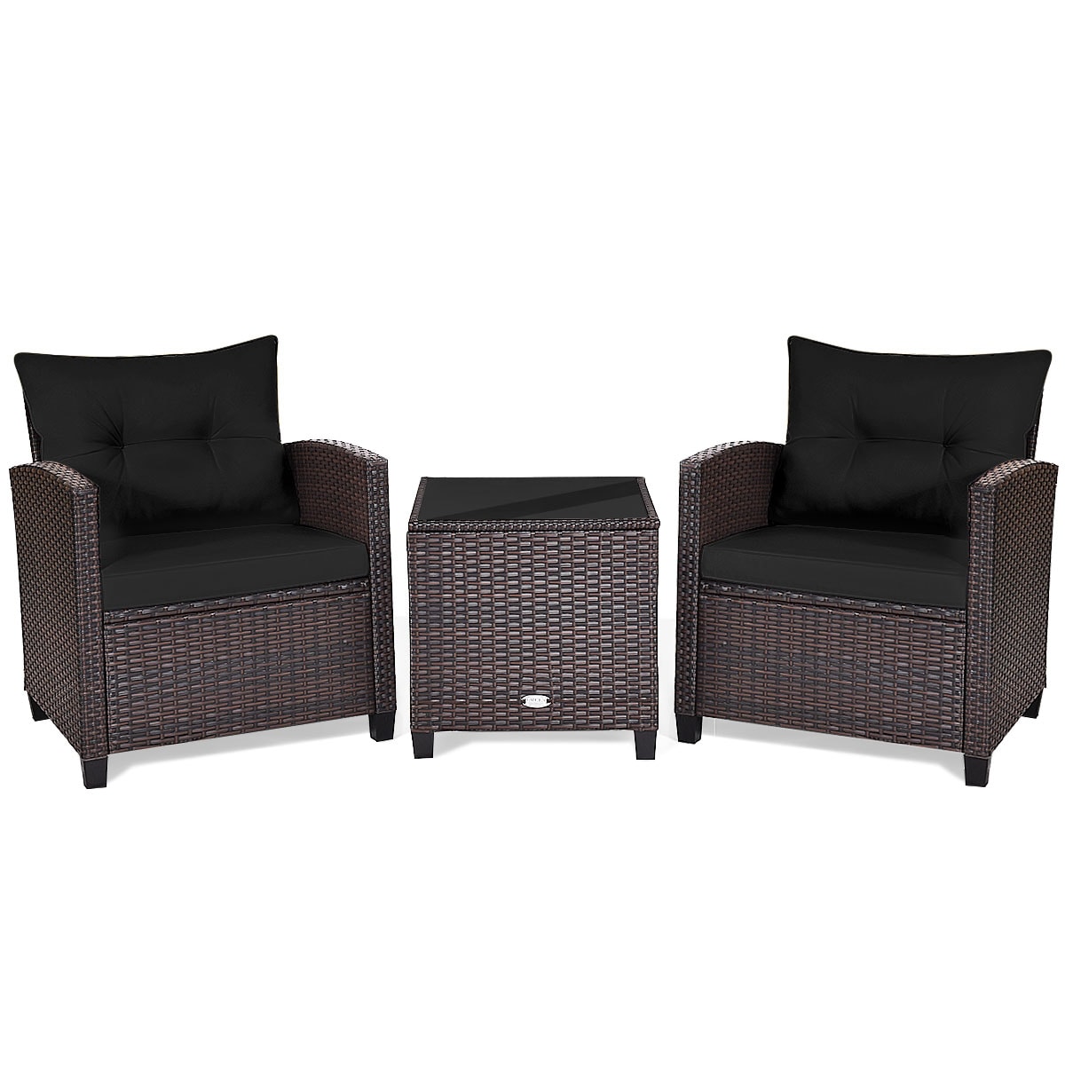Forclover 3-Pieces Wicker Patio Conversation Set 3-Piece