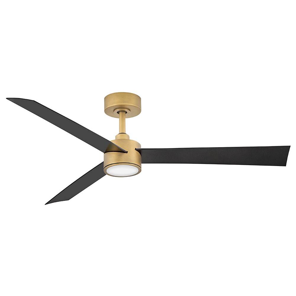 Hinkley 907452FHB-LDD Speck 52-in Integrated LED Outdoor Smart Heritage Brass with Matte Black Blades Ceiling Fan With Light - Remote Included ( 3 -Blade )