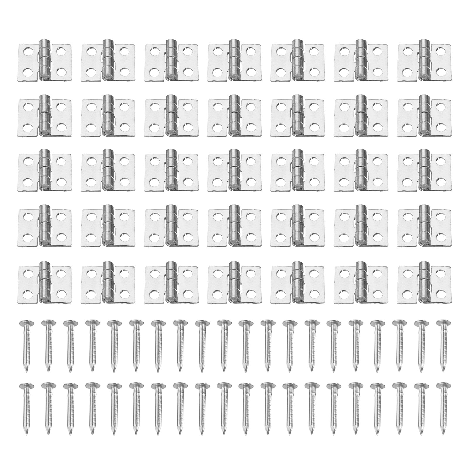 Unique Bargains 35pcs Mini Hinges Pure Copper Cabinet Drawer Butt Hinges Connectors for Furniture Crafts Wooden Box Jewelry Chest Box Cabinet DIY Silver