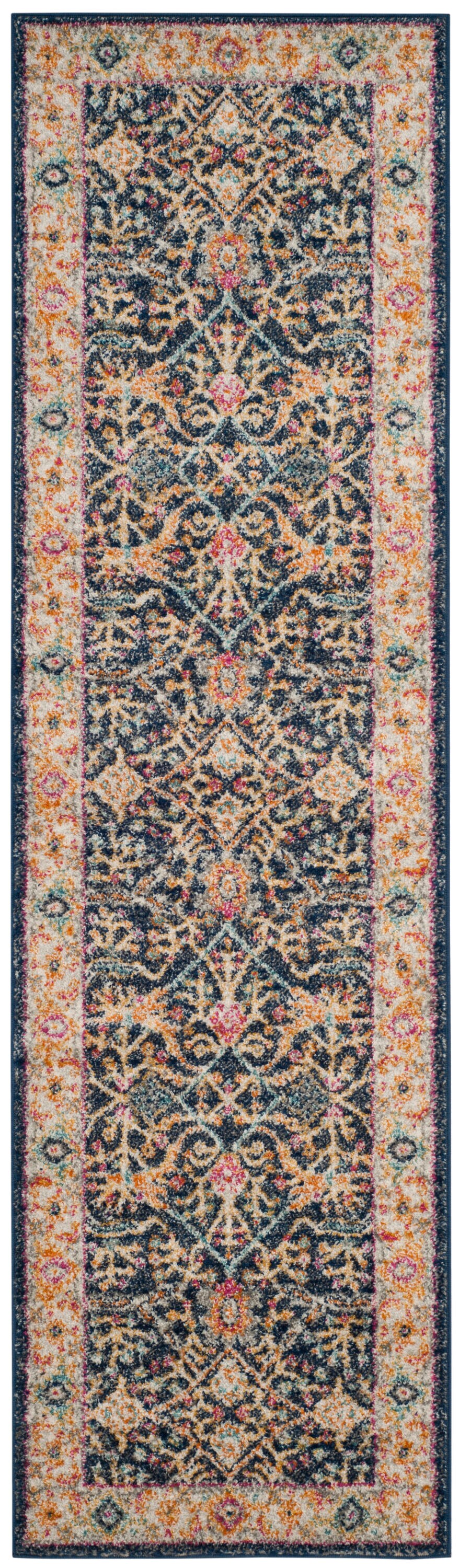 Chic Metro-Mod 26" Blue Cotton Blend Hand-Knotted Area Rug