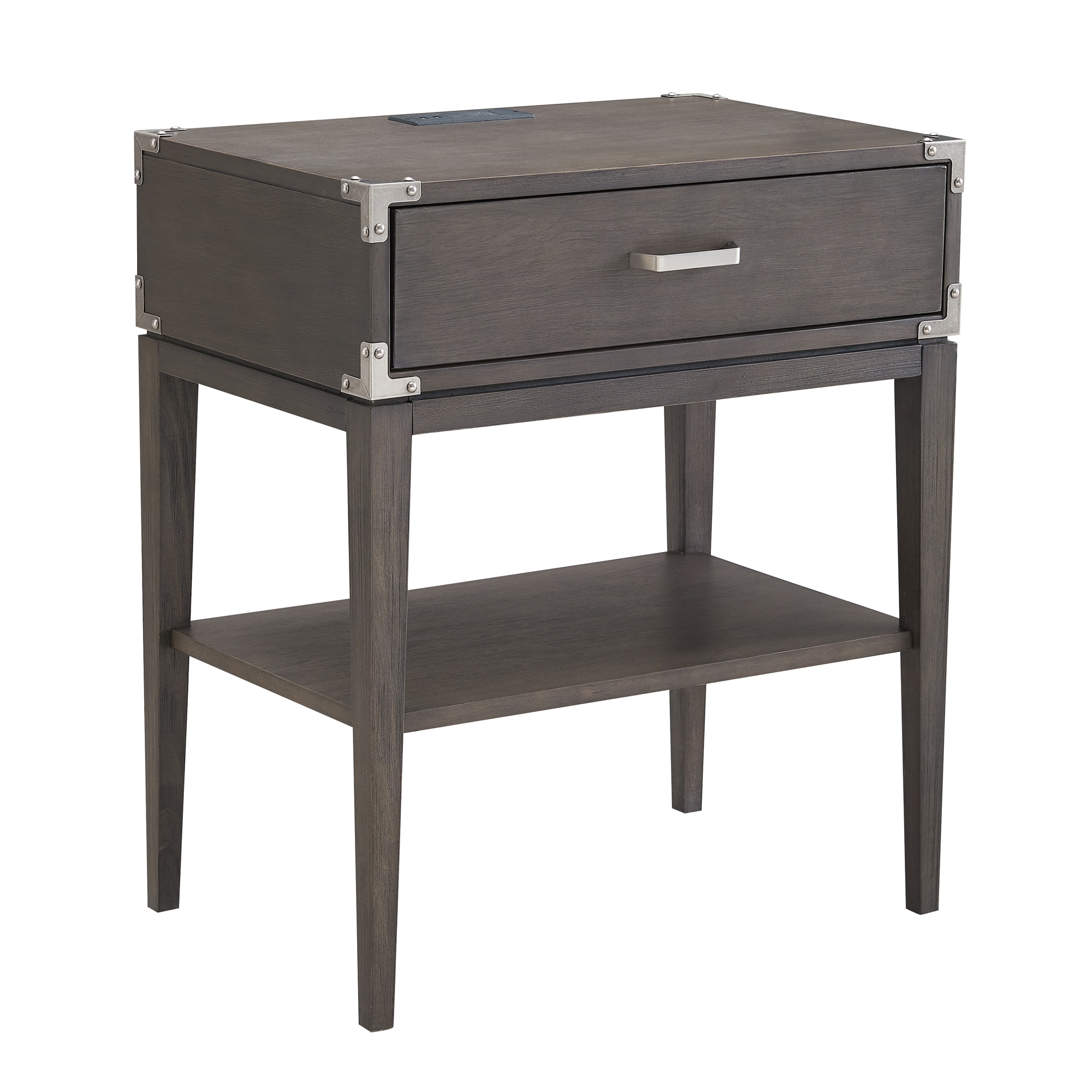 Leick Home 24022 Beckett with A/C and USB Fast Charging Port Gray Poplar Nightstand