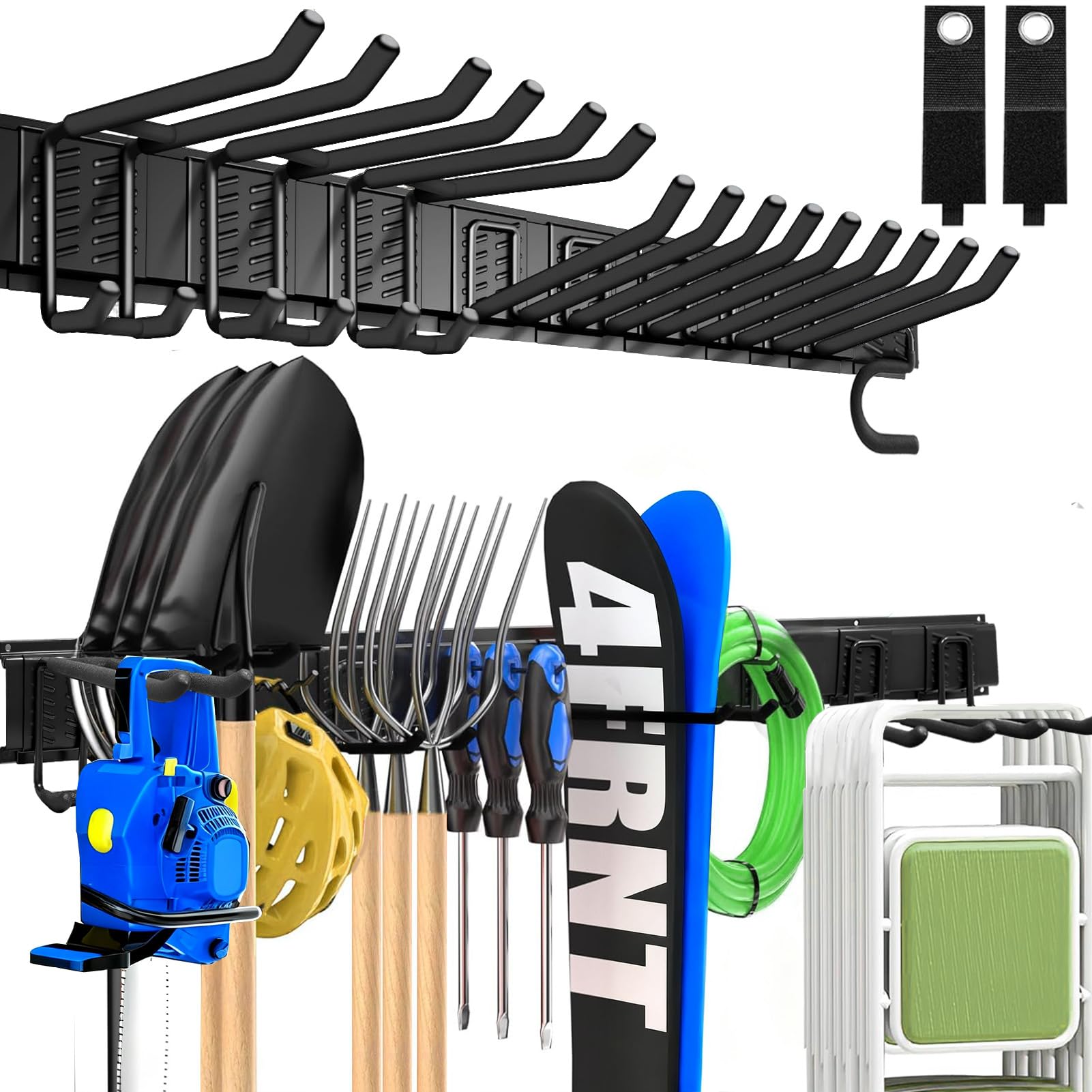 Phewnyzo  Heavy Duty Garage Wall Organizer with 700LB Capacity 48Inch Wall Mount Adjustable Tool Rack for Garage Shed Yard Storage