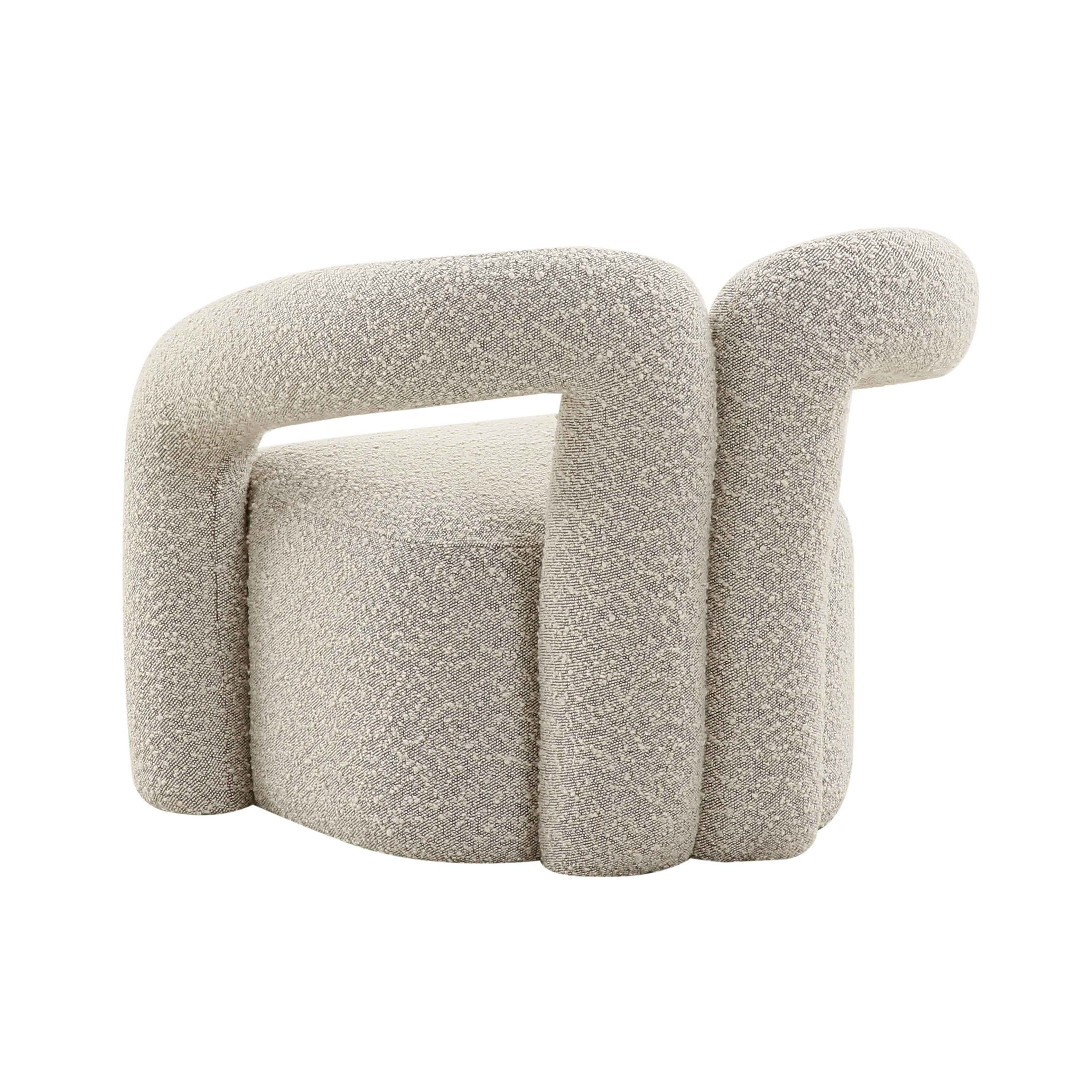 Cream Speckled Boucle Barrel Accent Chair
