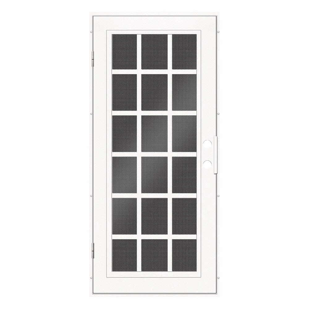 Premium Aluminum Security Door 30-in x 80-in White Aluminum Surface Mount Right-Hand Outswing Security Door with Black Screen | - TITAN 3S2026CL2WT00A