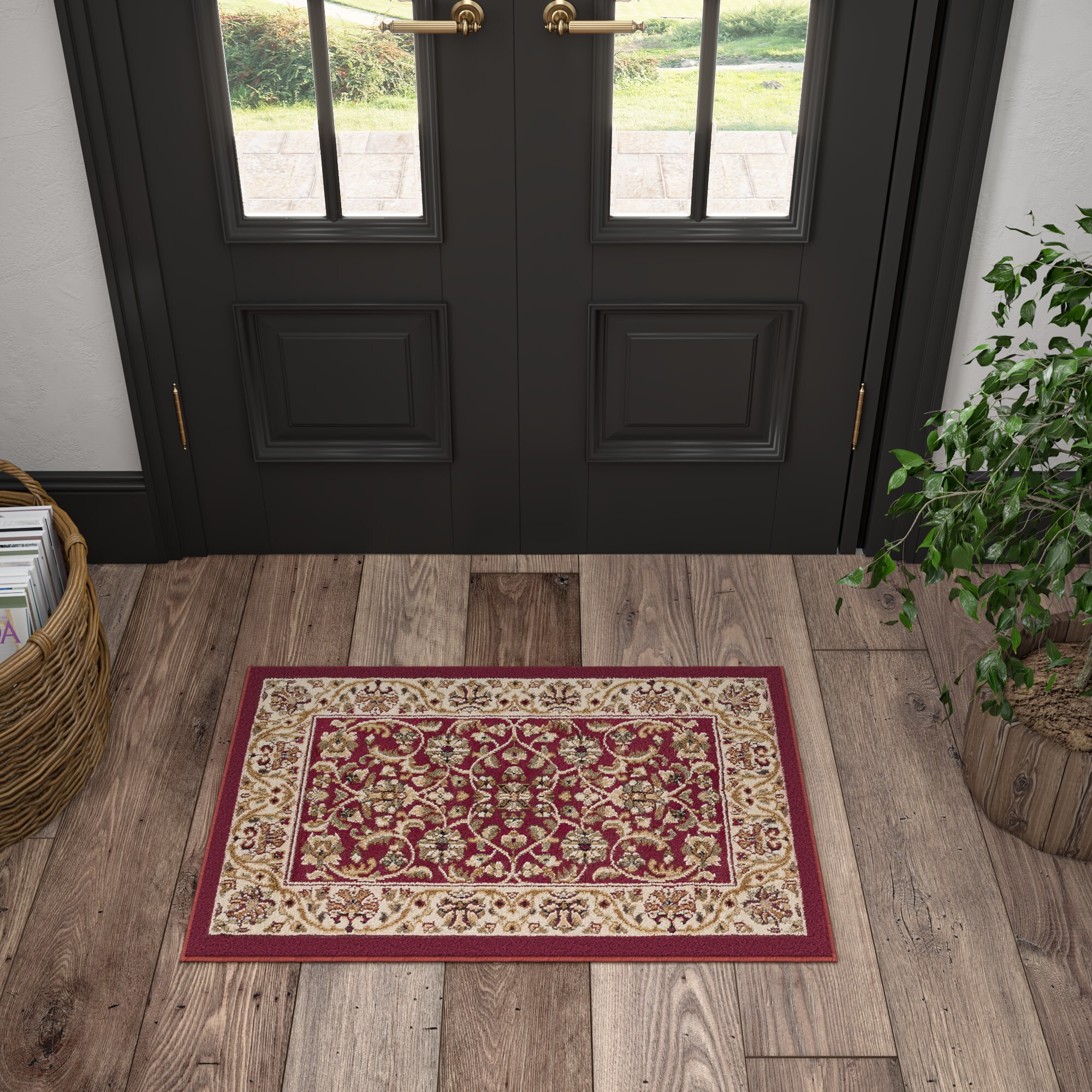 Tayse SNS4810 2X3 Sensation 2 x 3 (ft) Loomed Polypropylene Red Rectangular Indoor Border Oriental Throw rug