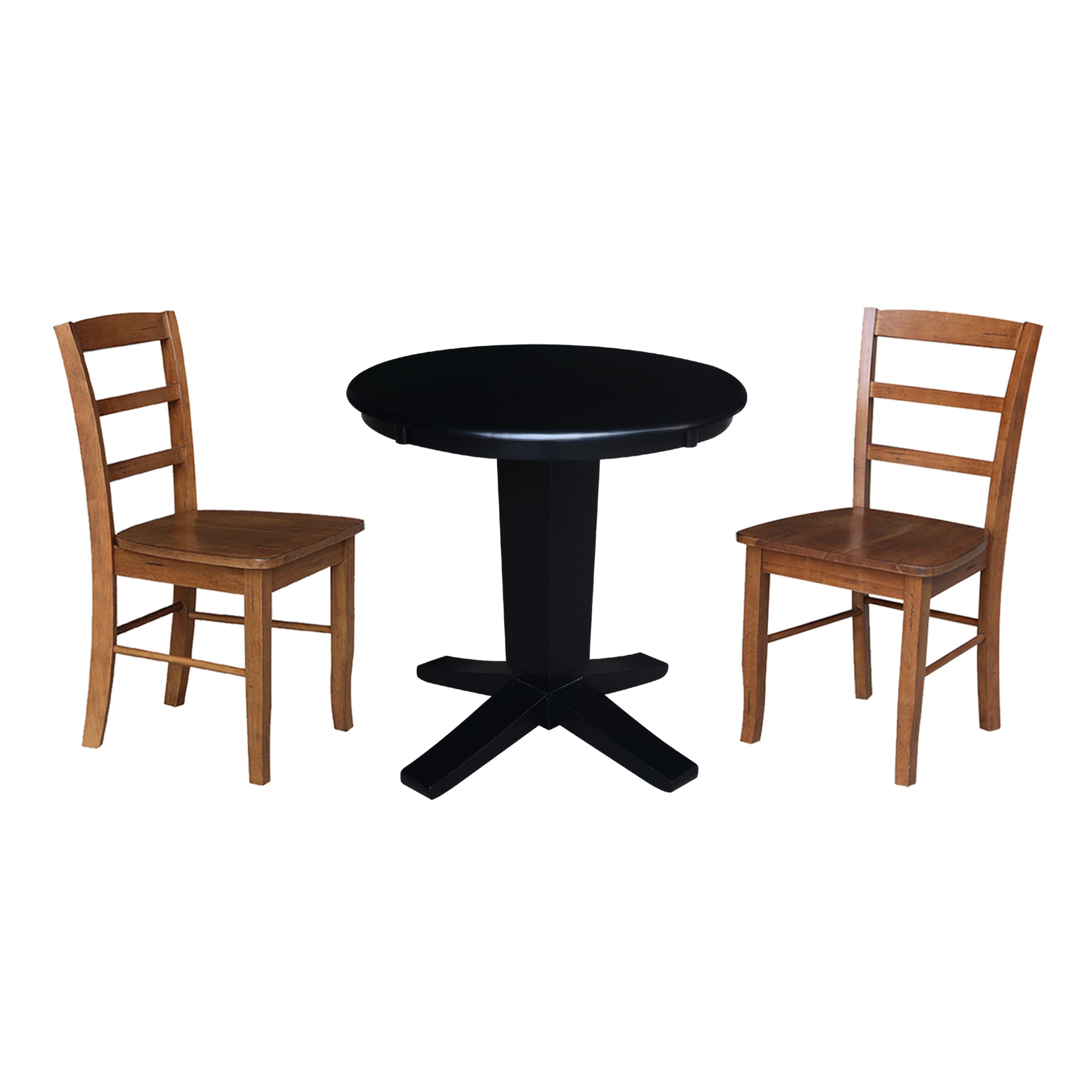 International Concepts K46-30RT-23B-C42-2-2 Black/Distressed Oak Traditional Dining Room Set with Round Table ( Seats 4 )