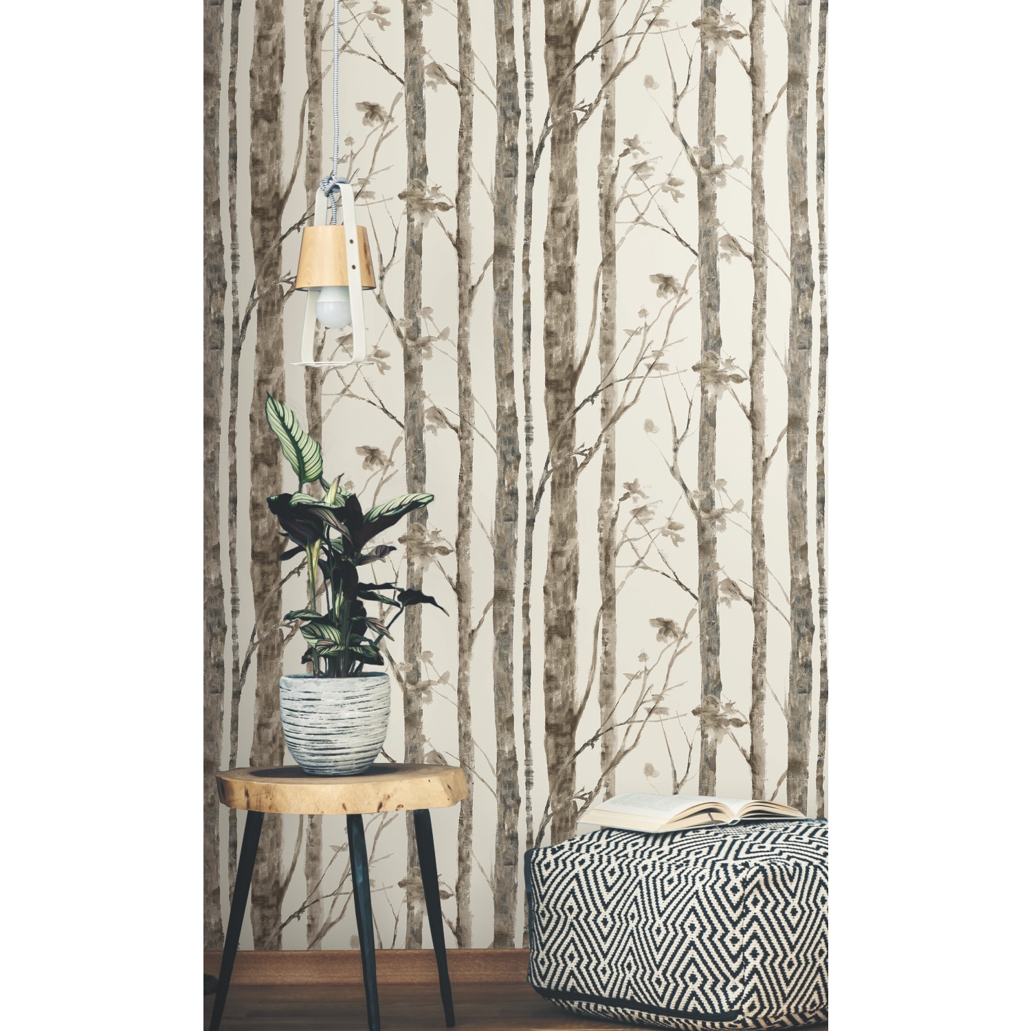 RoomMates RMK11727WP 28.18-Sq. Feet Brown Vinyl Ivy/Vines Self-adhesive Peel and Stick Wallpaper
