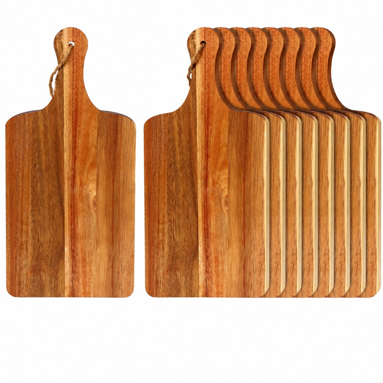 Aoibox  10 Piece Acacia Wood Cutting Board Set with Handles 15 x 7 Inch Natural Wood Kitchen Chopping Boards for Meat Vegeta