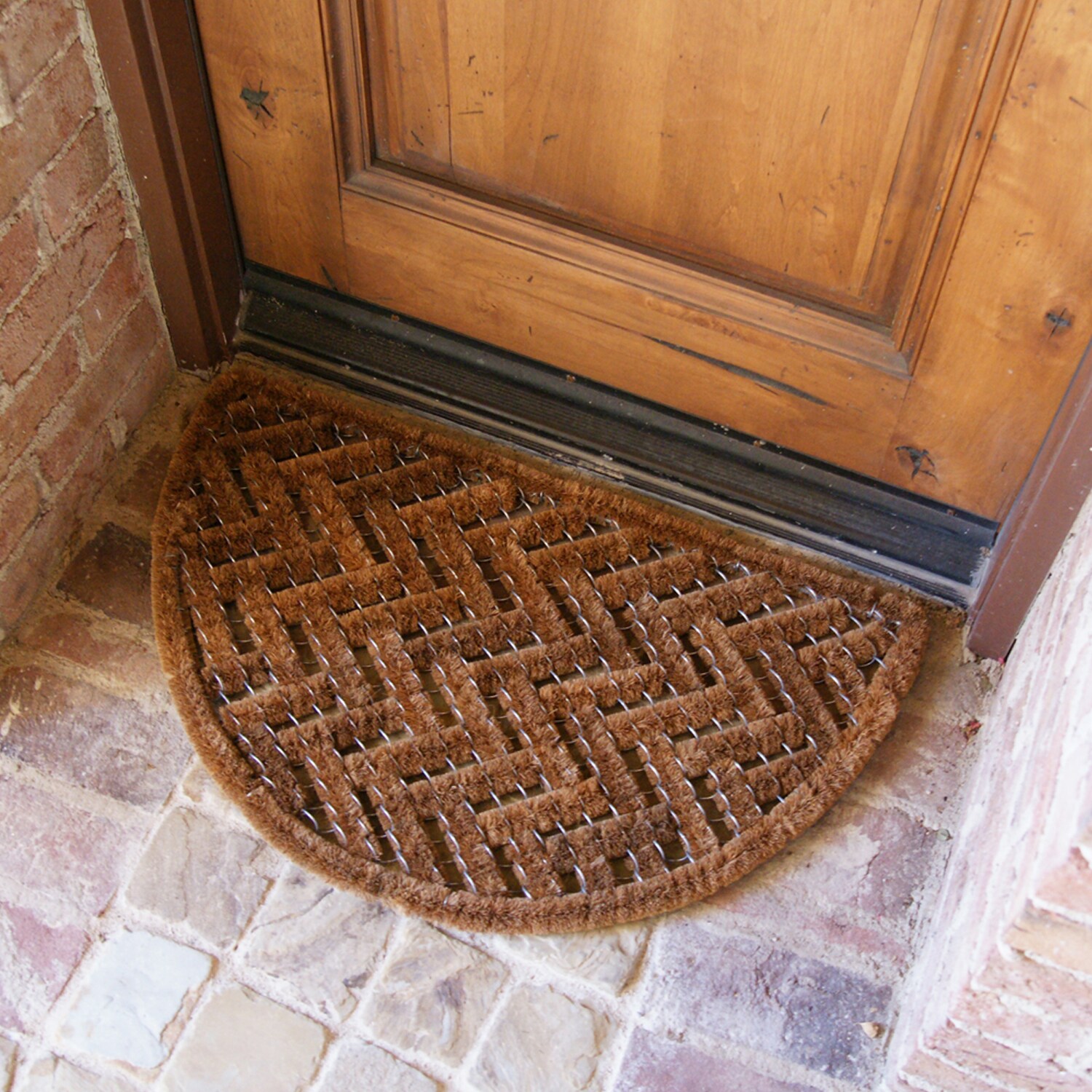 Rubber-Cal 2-ft x 3-ft Brown Half-round Indoor or Outdoor Door Mat in the  Mats department at