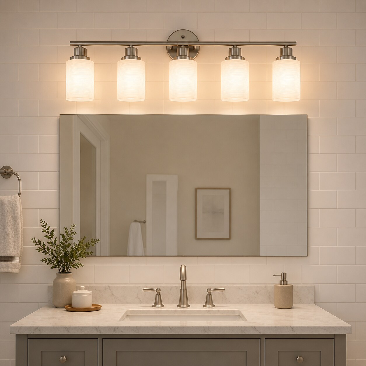 Trivework 31in W 4-Light Modern Brushed Nickel Bathroom Vanity Light