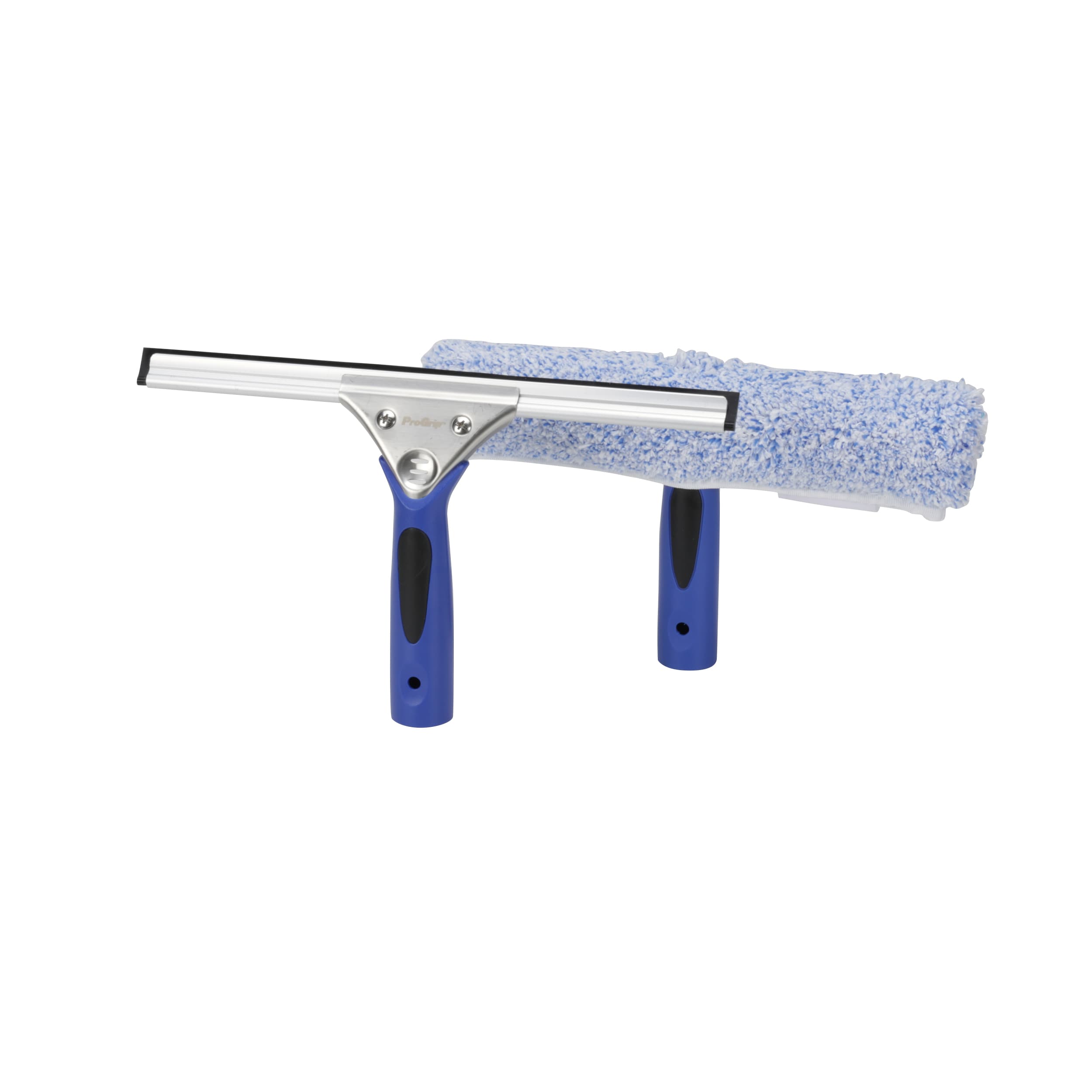 Ettore ProGrip Rubber Window Squeegee - Blue, Single Straight Blade,  Click-Lock Handle, Microfiber Washer Sleeve - Long-Lasting Silicone Blade
