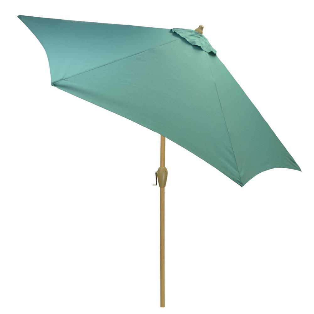 Plantation Patterns 9960-012149LW 9-ft Turquoise Push-button Tilt Market Patio Umbrella