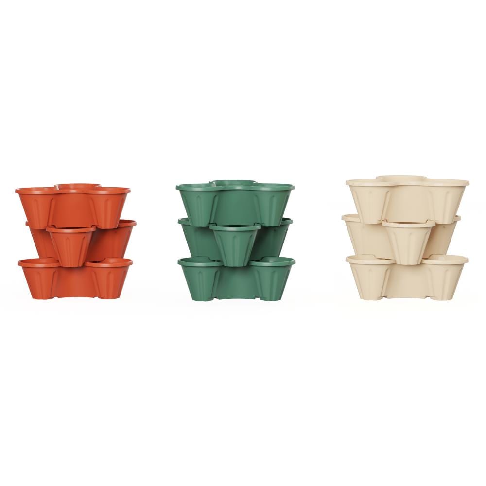 Stacking Planter Tower- 3-tier Space Saving Flower Pots- Set Of 3  Indoor/outdoor Vertical Herb & Vegetable Garden By Pure Garden (terracotta  Colored) : Target