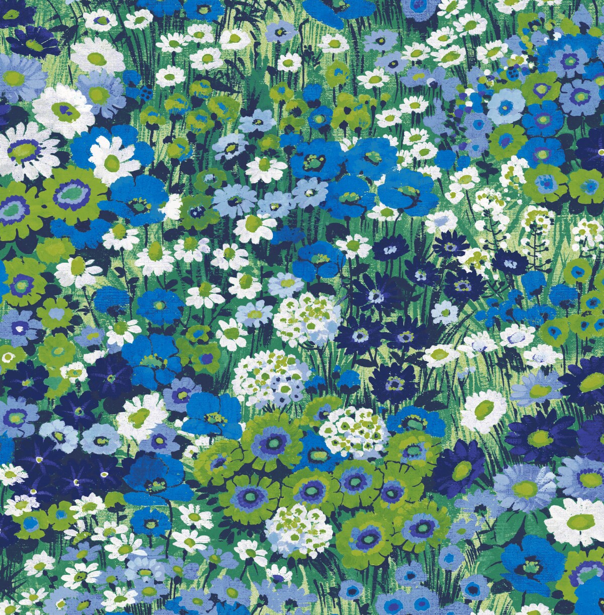 NextWall NW46102 30.75-Sq. Feet Bright Blue and Sap Green Vinyl Floral Self-adhesive Peel and Stick Wallpaper