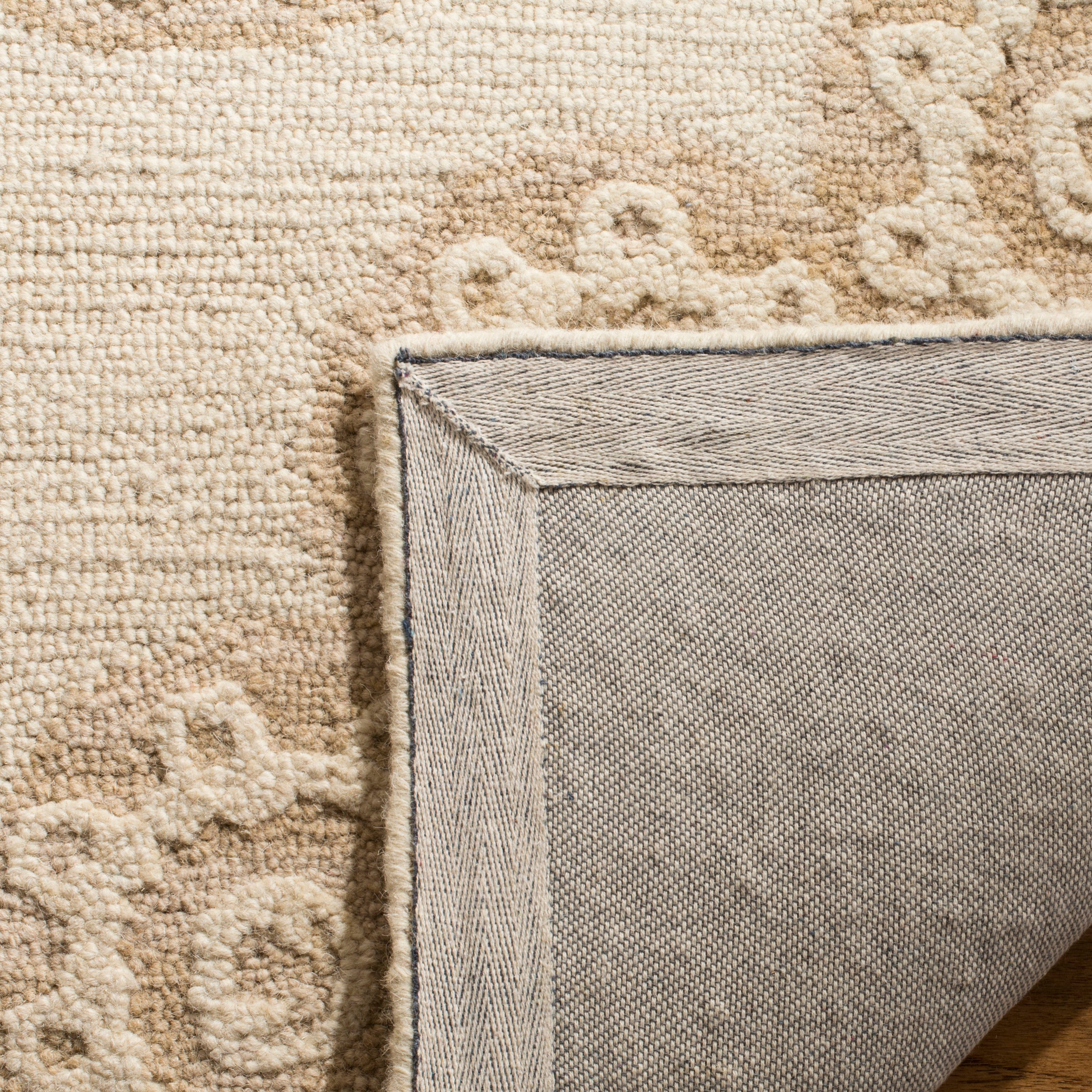 Handmade Tufted Brown Floral Wool Cotton 8' x 10' Rug