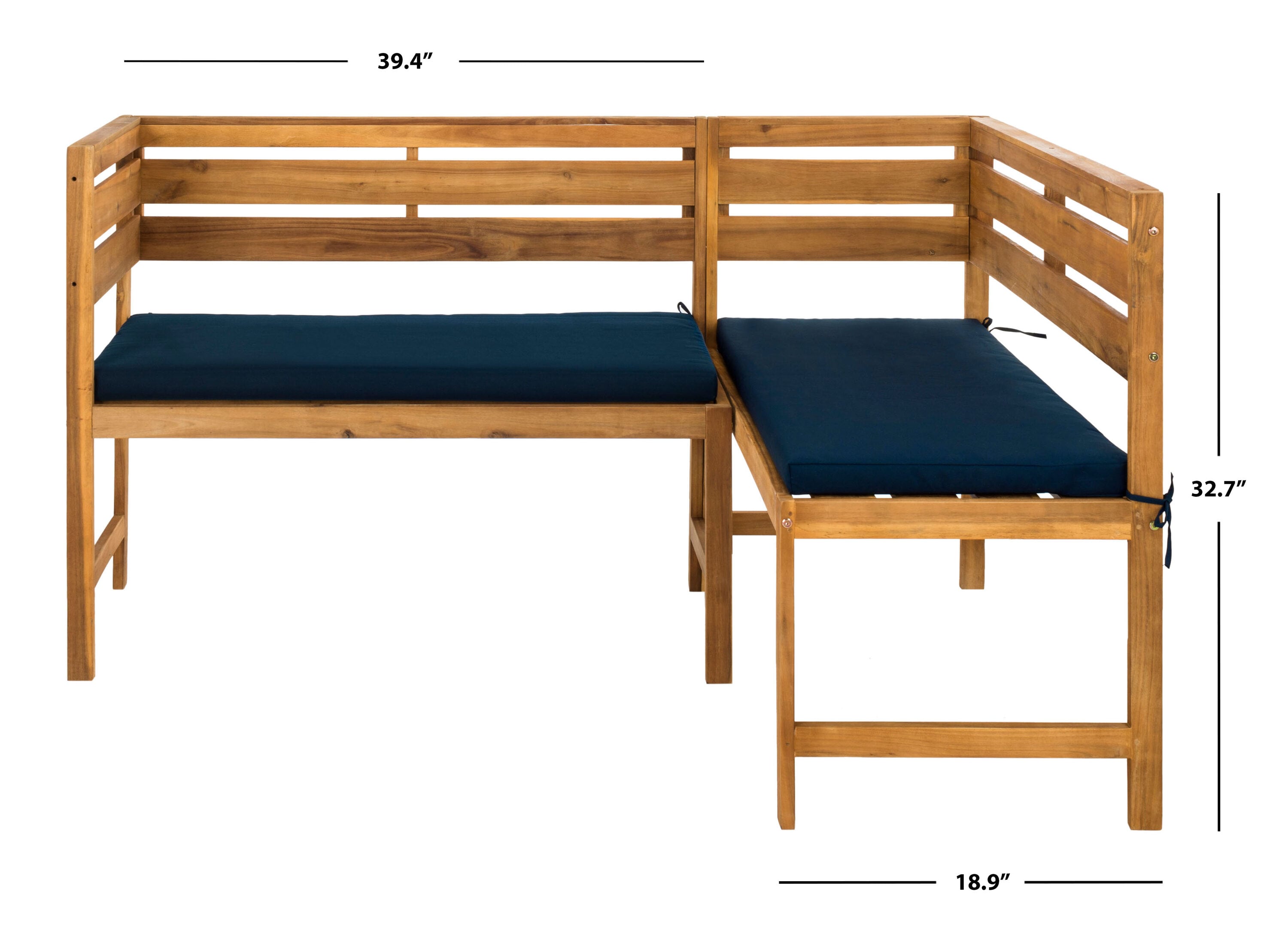 Safavieh PAT6754A Wilton 2 -Piece Natural Patio Dining Set Wood Rectangle Table with 1 Cushions Stationary Chairs