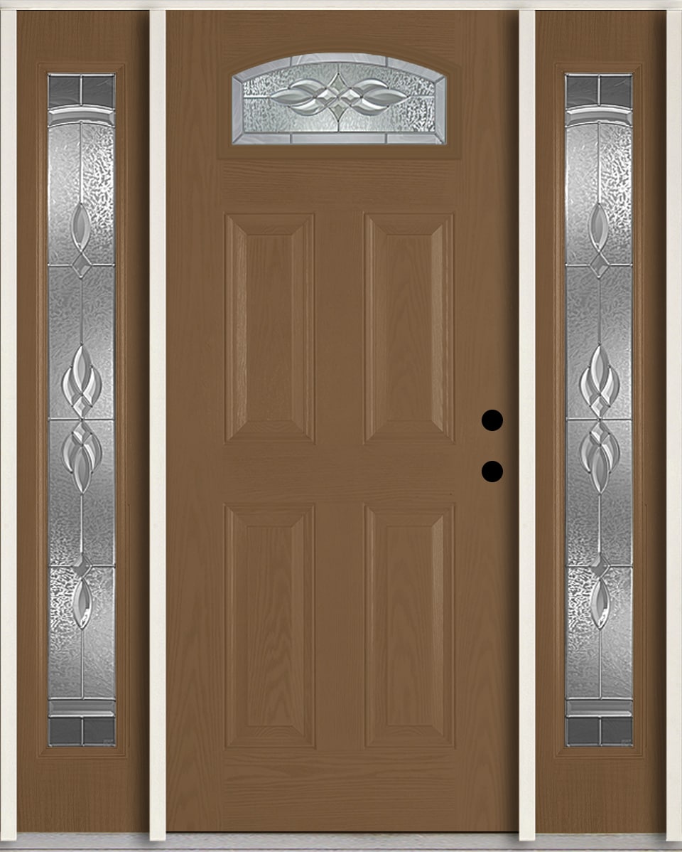 RELIABILT LO841744 Hampton 60-in x 80-in x 4-9/16-in Fiberglass 1/4 lite Left-hand inswing Woodhaven Stained Prehung Front Door with Sidelights Insulating core