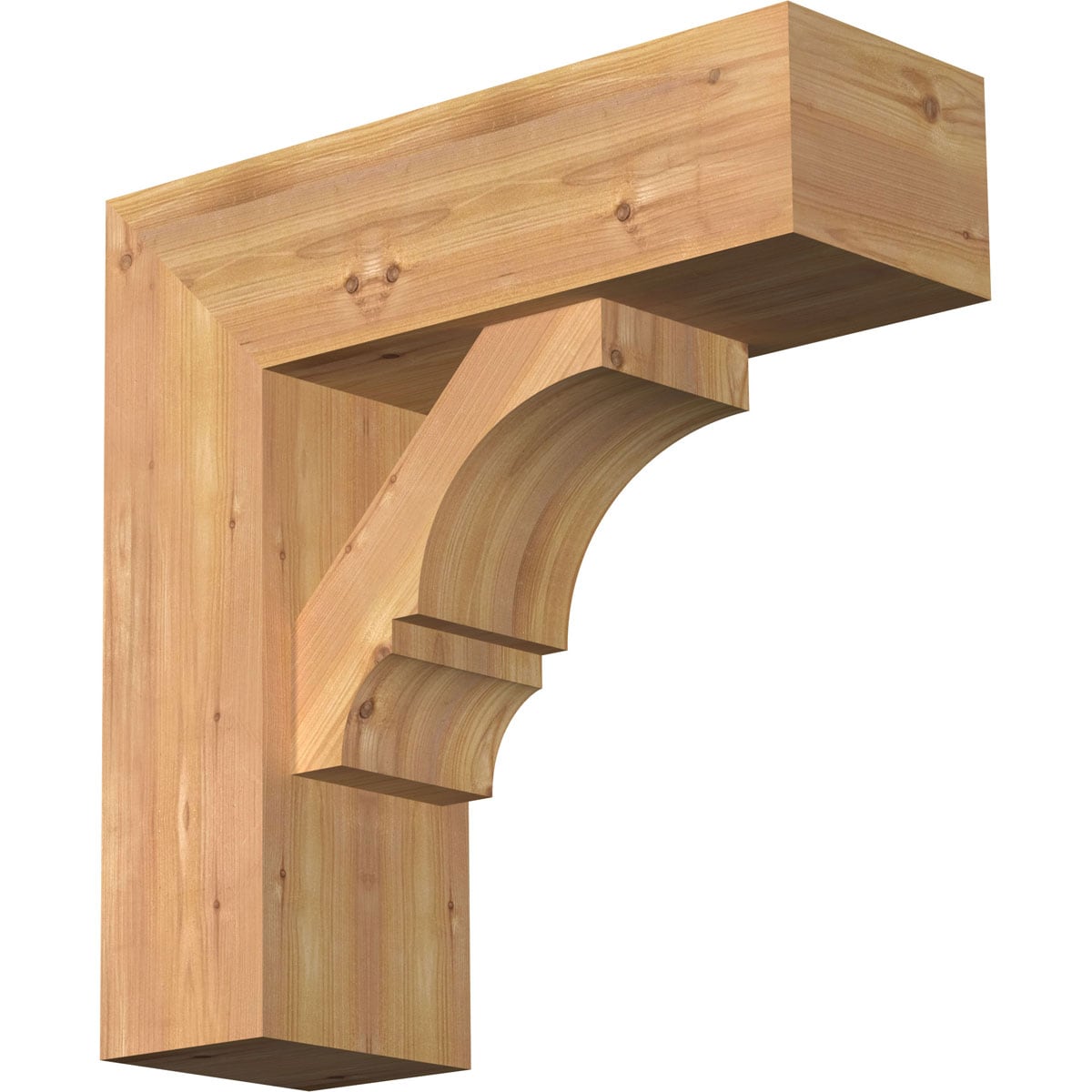 Ekena Millwork 1461970 Balboa Block Smooth Bracket with Offset Brace 7-1/2-in x 22-in x 22-in Western red cedar Brown Wood Standard bracket