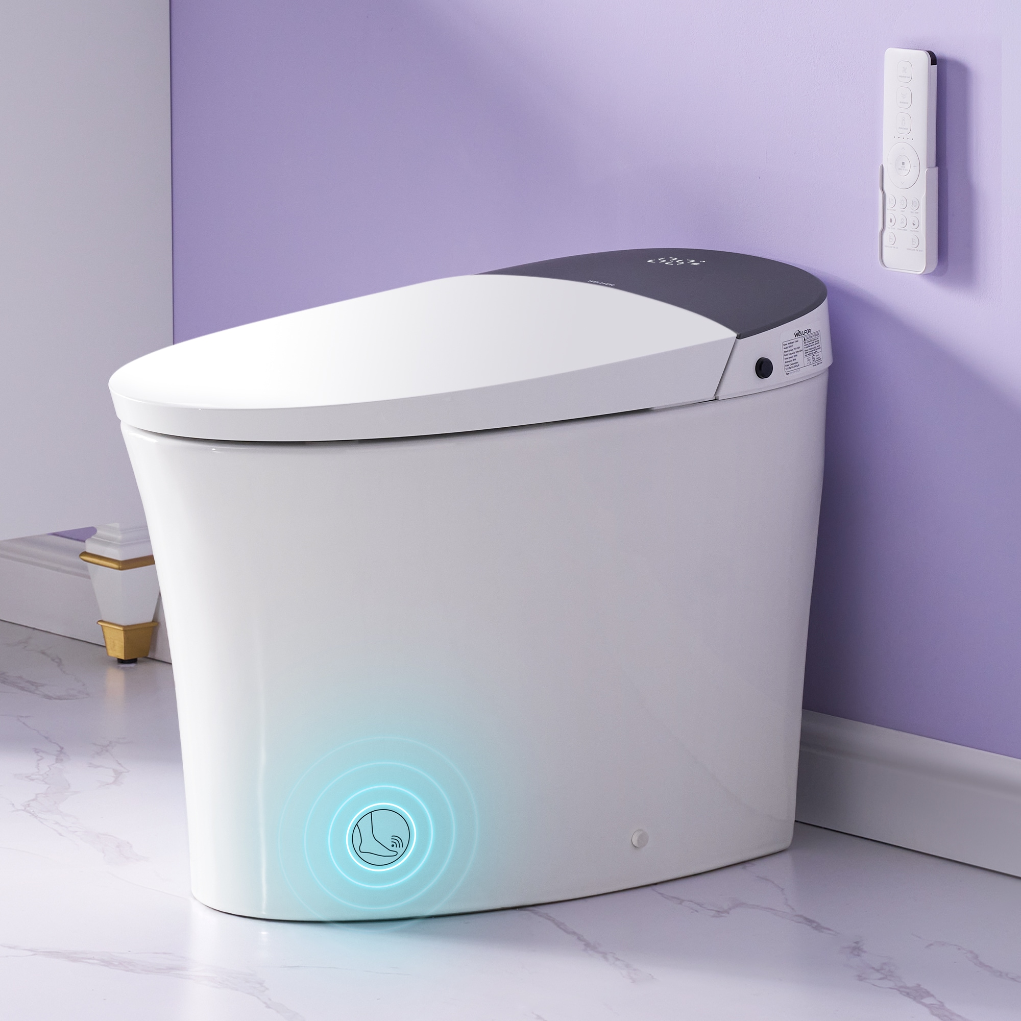 WELLFOR CF81-T Smart Toilet with Tank White Dual Flush Elongated Chair height Smart Soft Close 1-piece Bidet Toilet 12-in Rough-In 1.6 GPF
