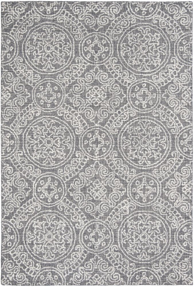 Gray Abstract Handmade Wool Rectangular Area Rug 5' x 8'