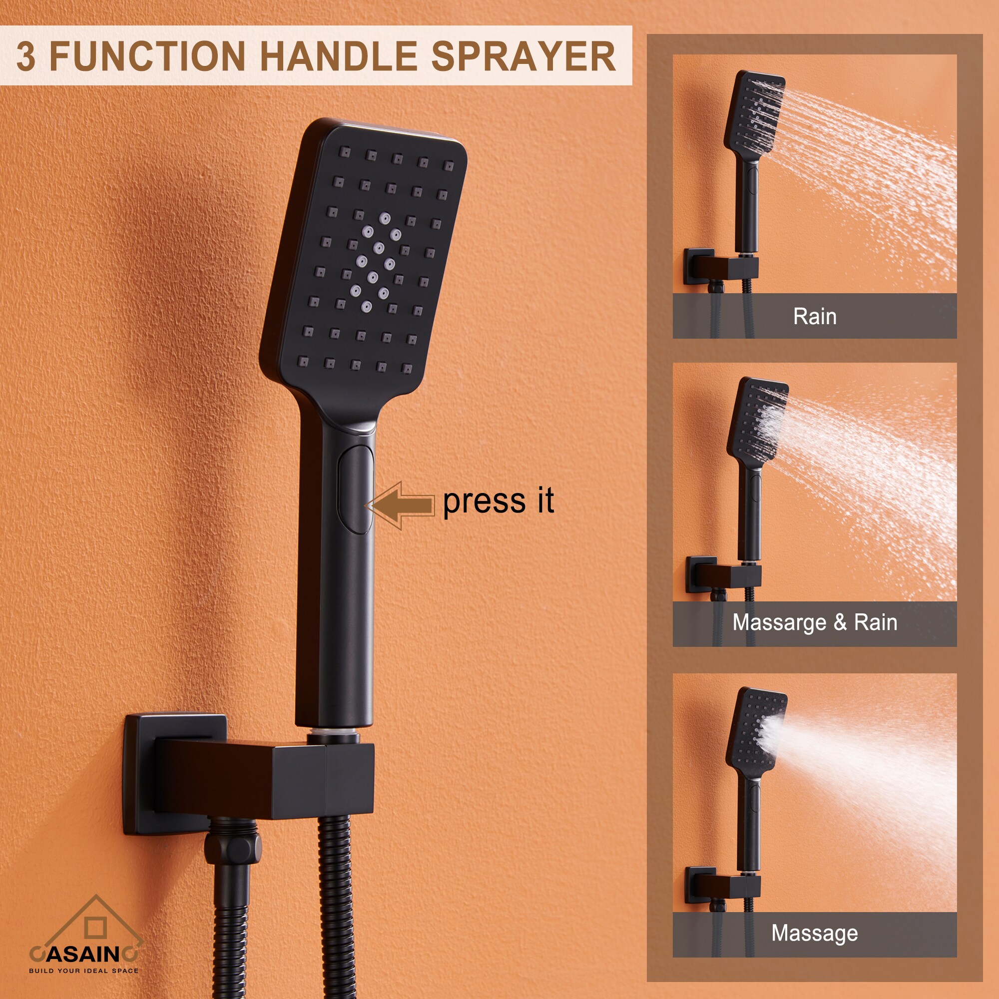 CASAINC WE-SS01MB Showerhead-Bar-Panels - View #3