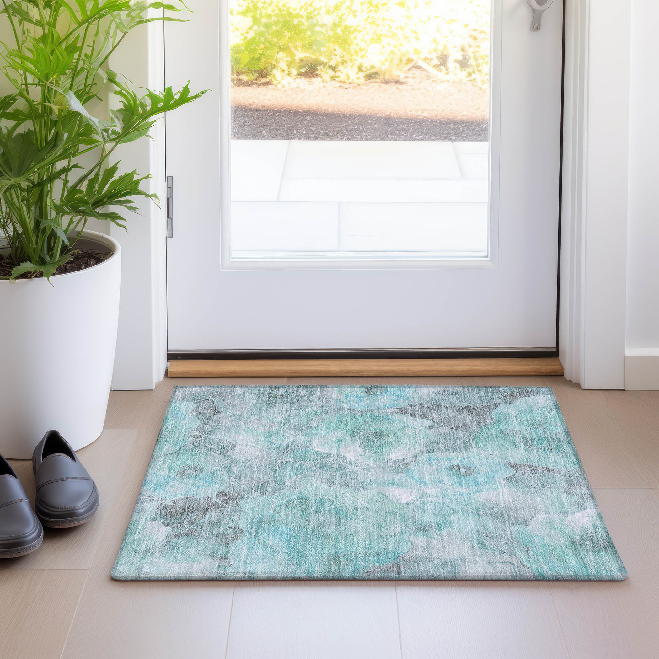 Addison Rugs ACN1859TE20X30 Chantille ACN1859TE 1 x 2 (ft) Loomed Teal Rectangular Indoor/Outdoor Machine washable Pet Friendly Area rug