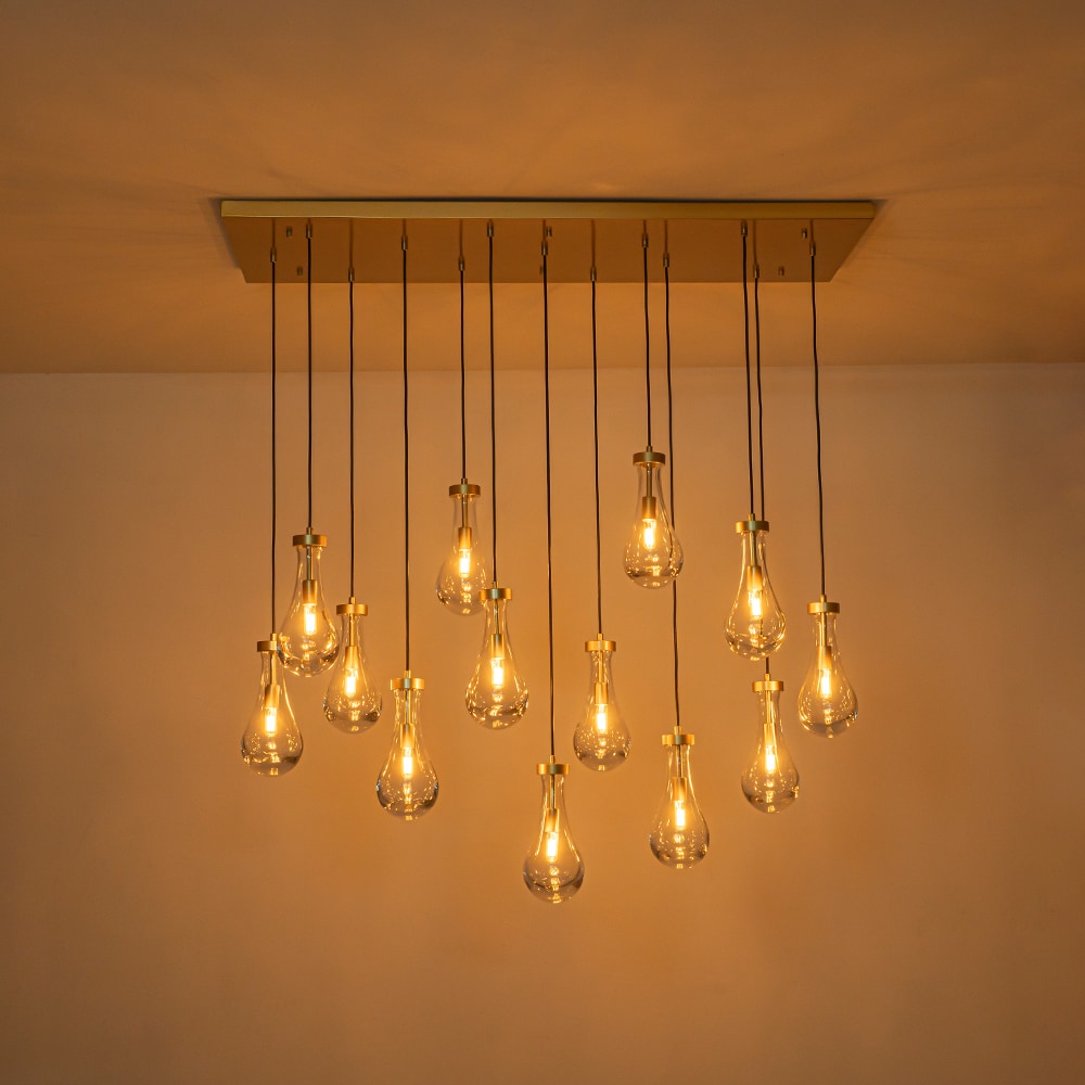 Wonderindoor 13 -Light Satin Gold Clear glass Metal Chandelier