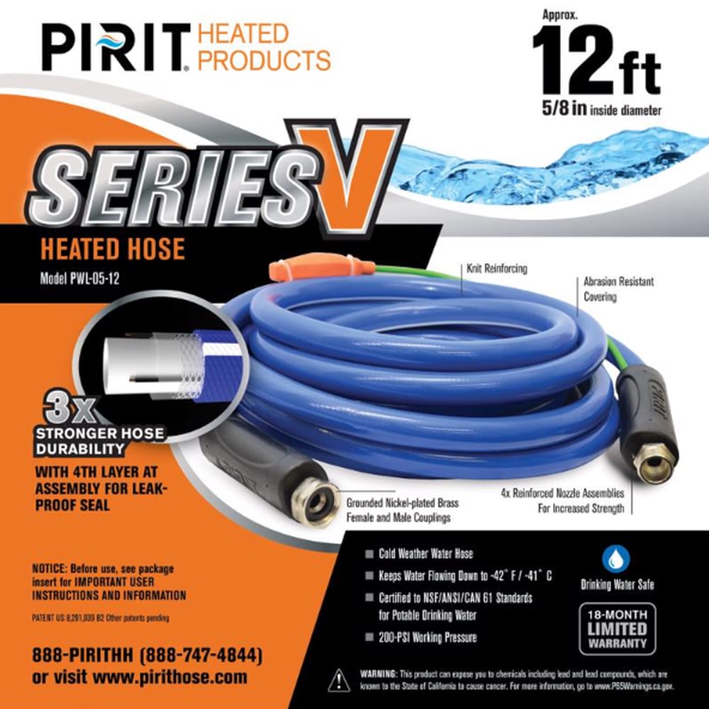 PIRIT PWL-05-12 Series V 5/8 in. D X 12 ft. L Medium Duty Heated Hose