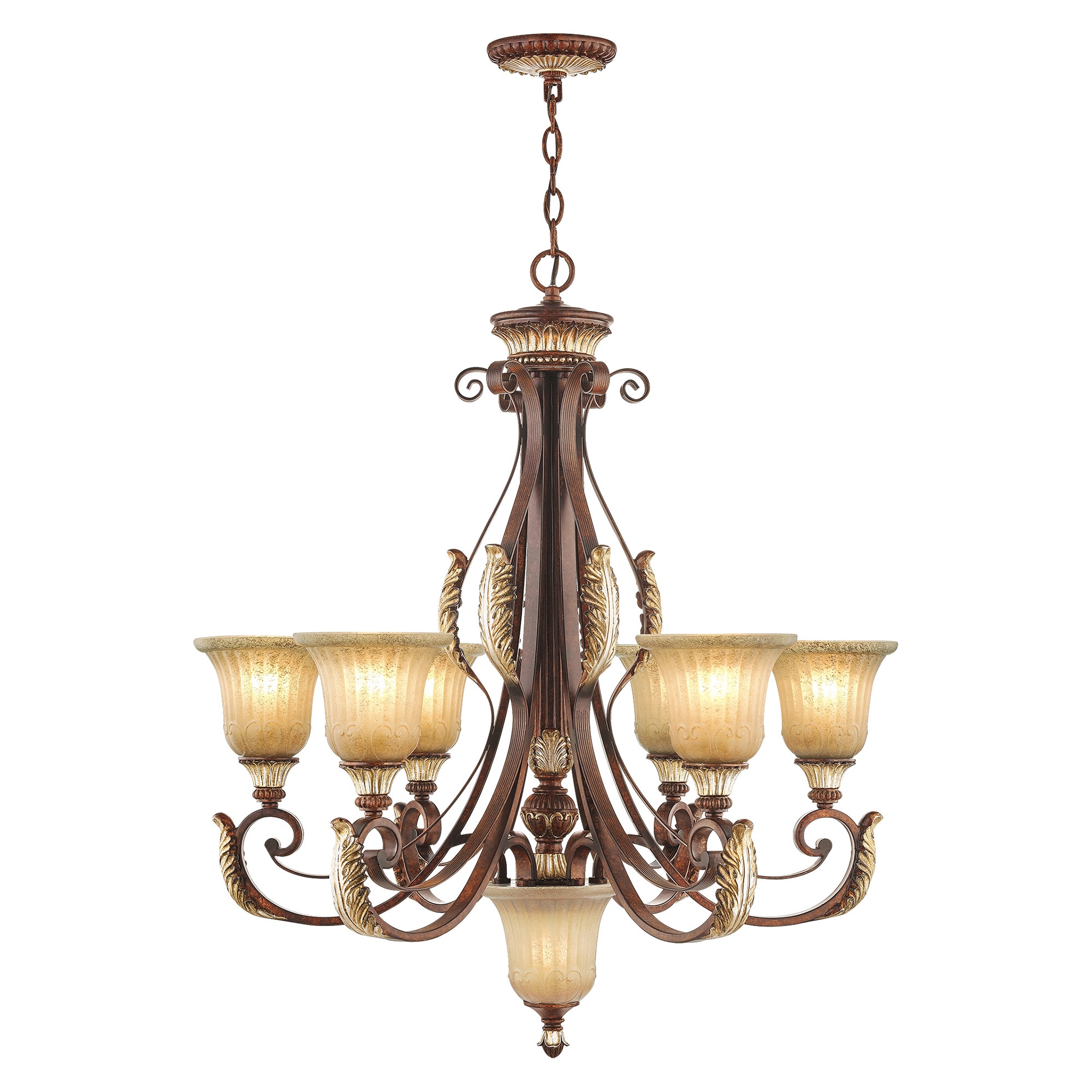 Livex Lighting 8576-63 Villa Verona 7 -Light Bronze Traditional For Use in Bathrooms, Bedrooms, Dining Rooms, Foyers, Kitchens, Living Rooms Chandelier