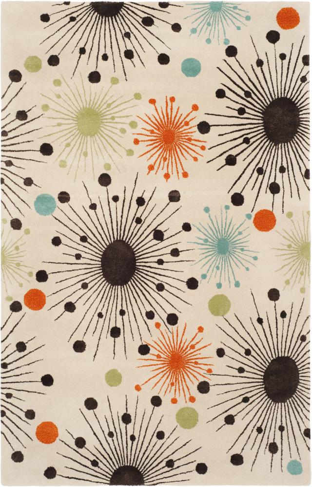 Safavieh SOH747A-5 Soho Mote 5 x 8 (ft) Tufted Wool Ivory/Multi Rectangular Indoor Abstract Area rug