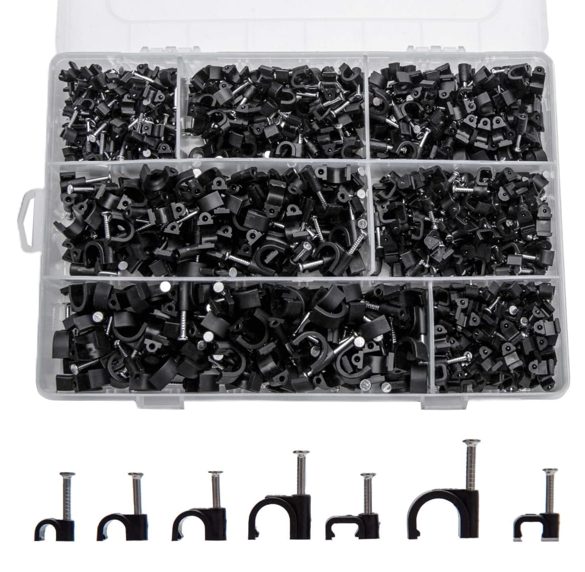 Etokfoks 700 Piece Cable Clips with Steel Nails Assorted 4 10 mm Round ...