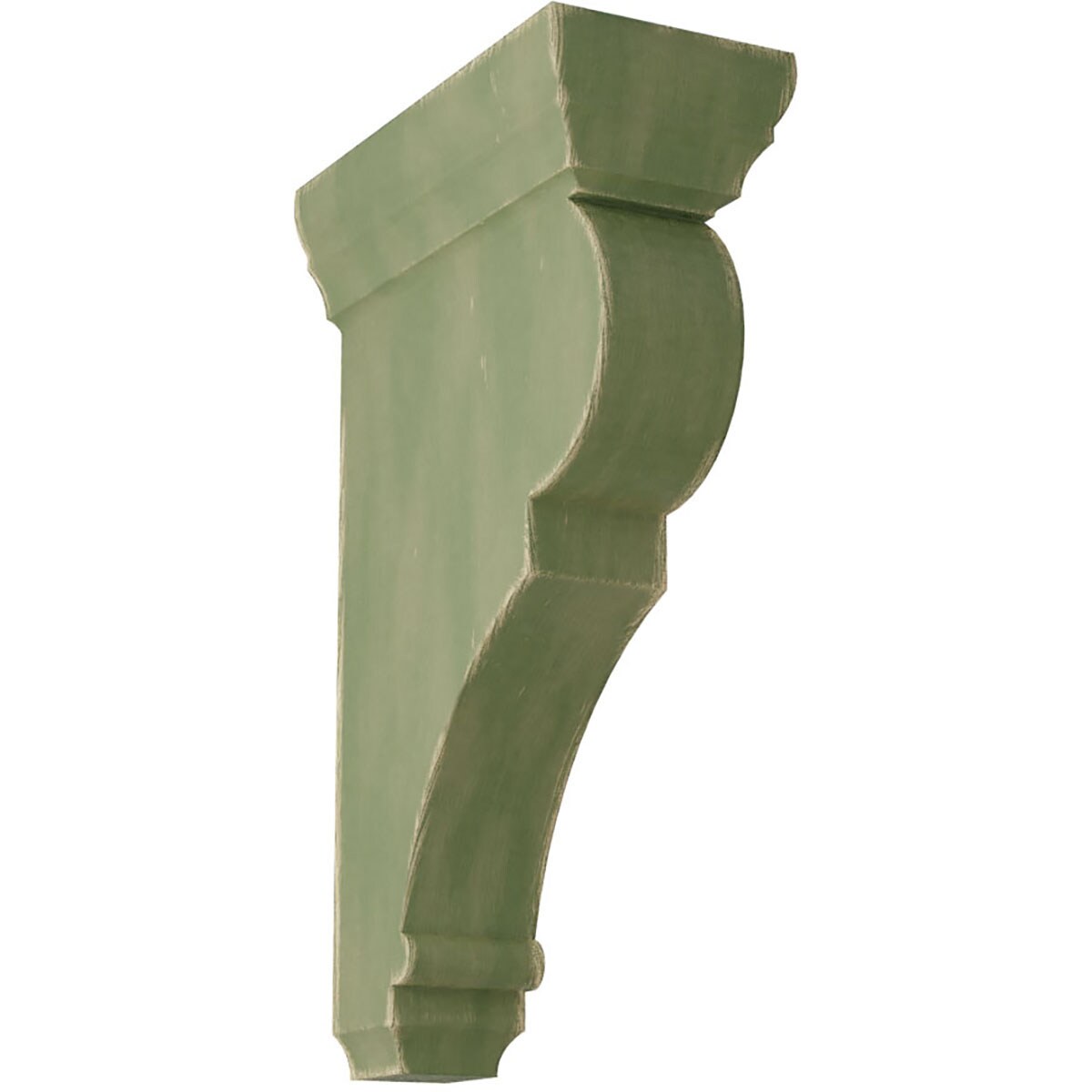 Ekena Millwork CORWD02X05X10RJGR 2.5-in x 5.5-in x 10-in Vintage Decor Finished Rubberwood Green Wood Paintable/Stainable Corbel