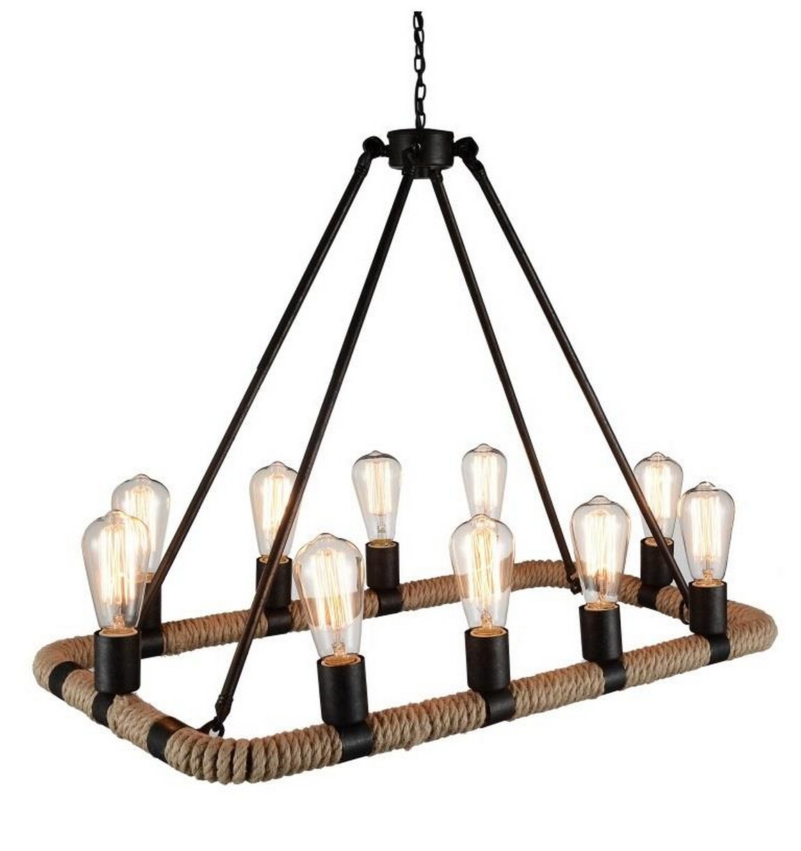 CWI Lighting 9671P32-10-130 Ganges 10-Light Brown Rustic Damp Rated Chandelier